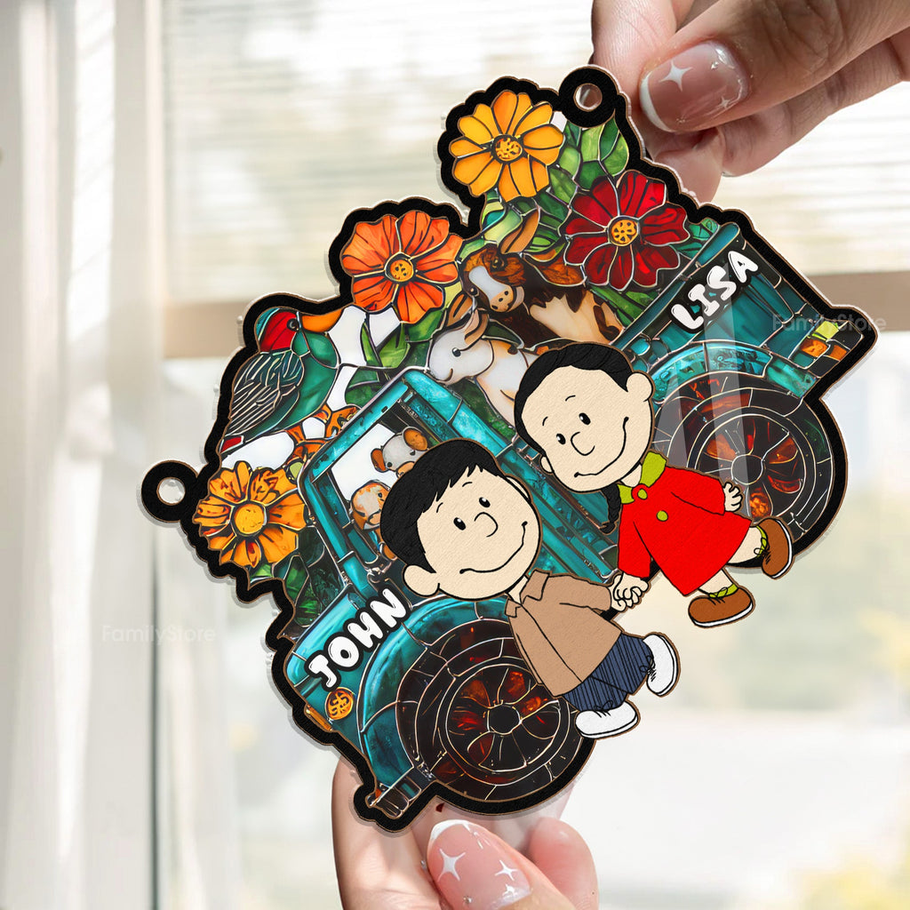 Personalized Farm Suncatcher Ornament for Couple Gift, Home Decor