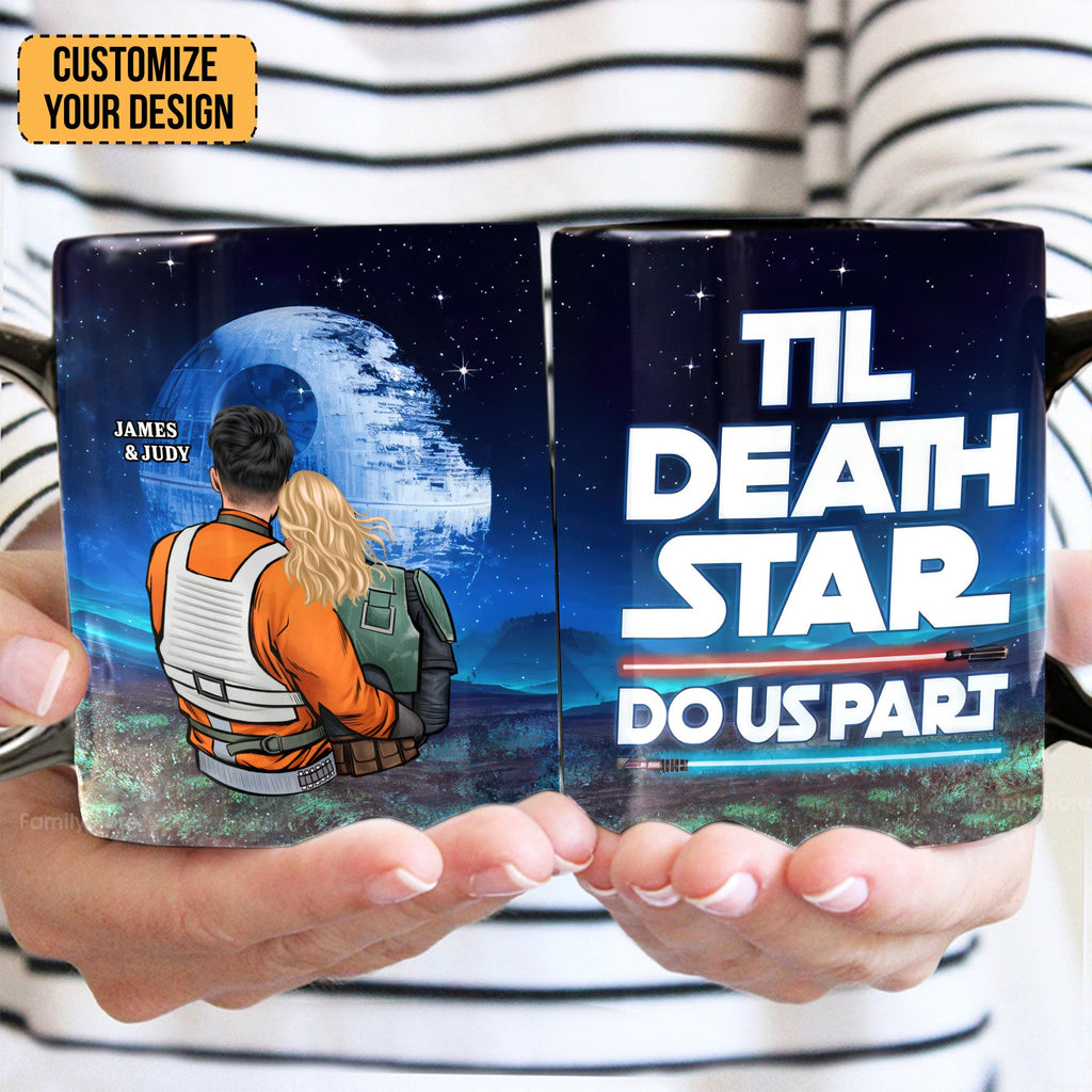 Personalized Black Mug 'Til Death Star Do Us Part' Gift for Couple