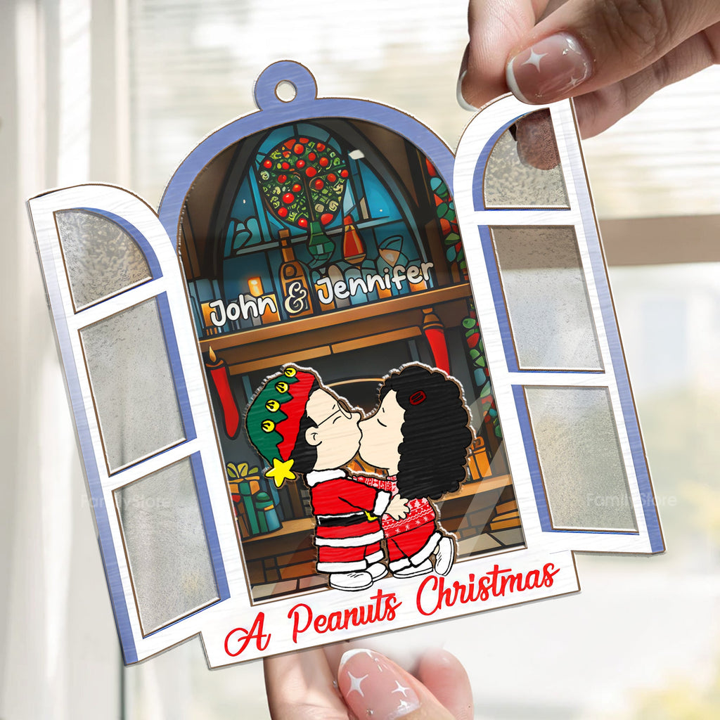Personalized Window Hanging Suncatcher Ornament Gift for Couple Christmas