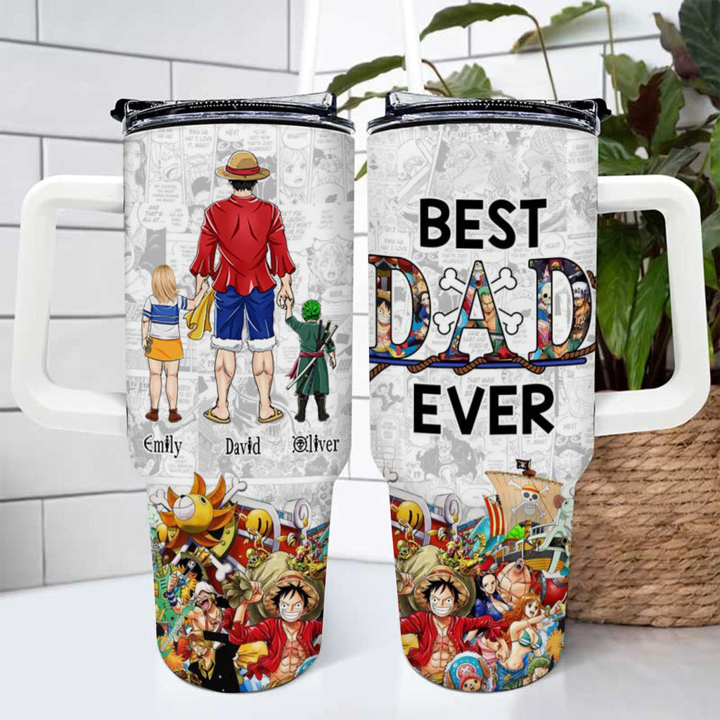 Personalized Pirate Adventure Tumbler for Dad with Kids' Names - Unique Father's Day Gift Tumbler GradoCreations