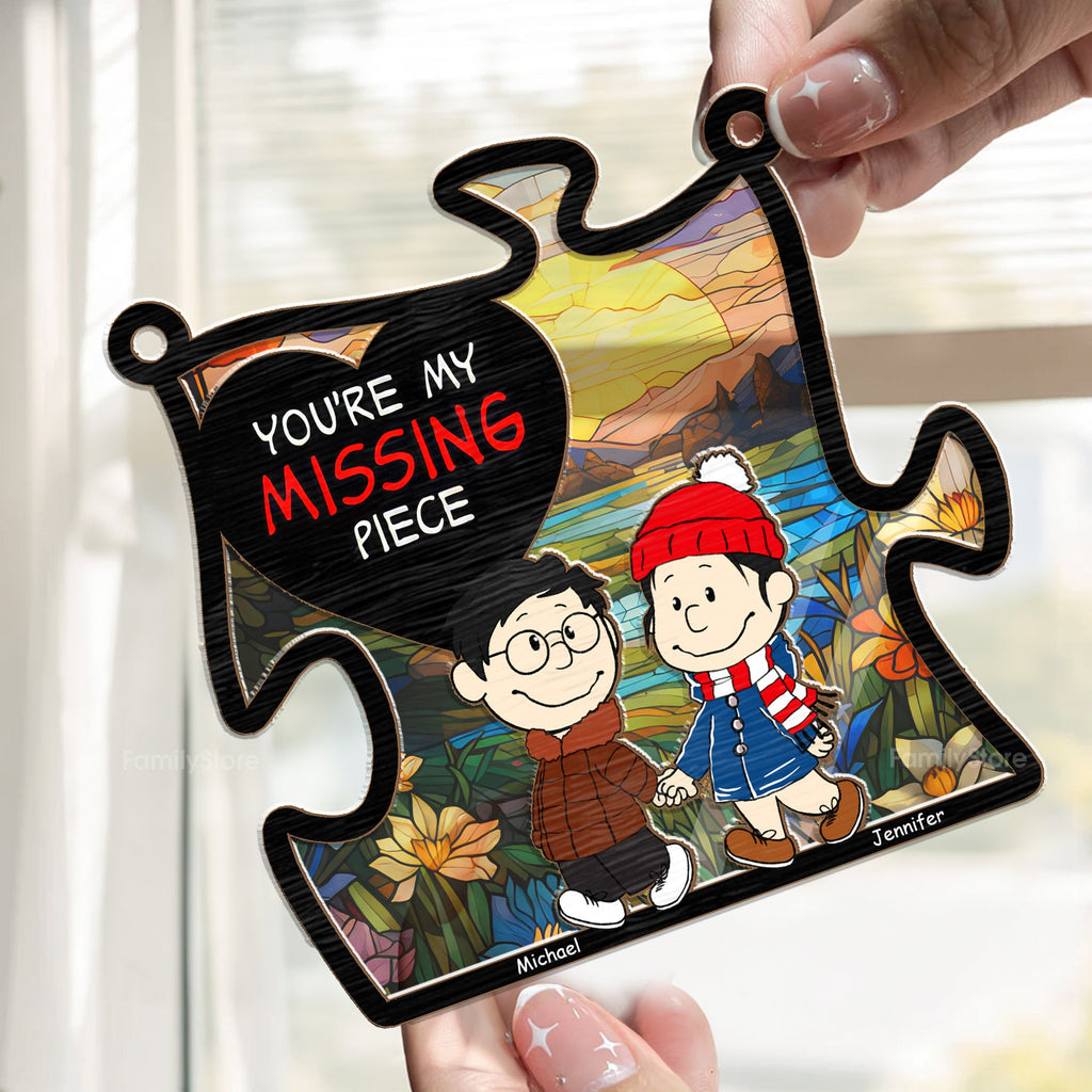 Personalized You're My Missing Piece Suncatcher Ornament Gift for Couple
