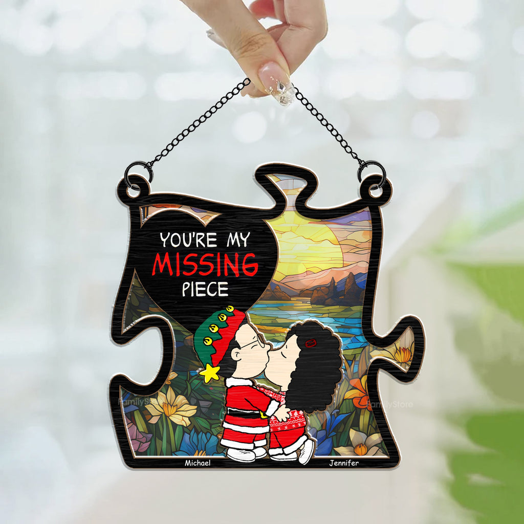 Personalized Puzzle Piece Suncatcher for Couples - Custom Name Gift for Anniversary