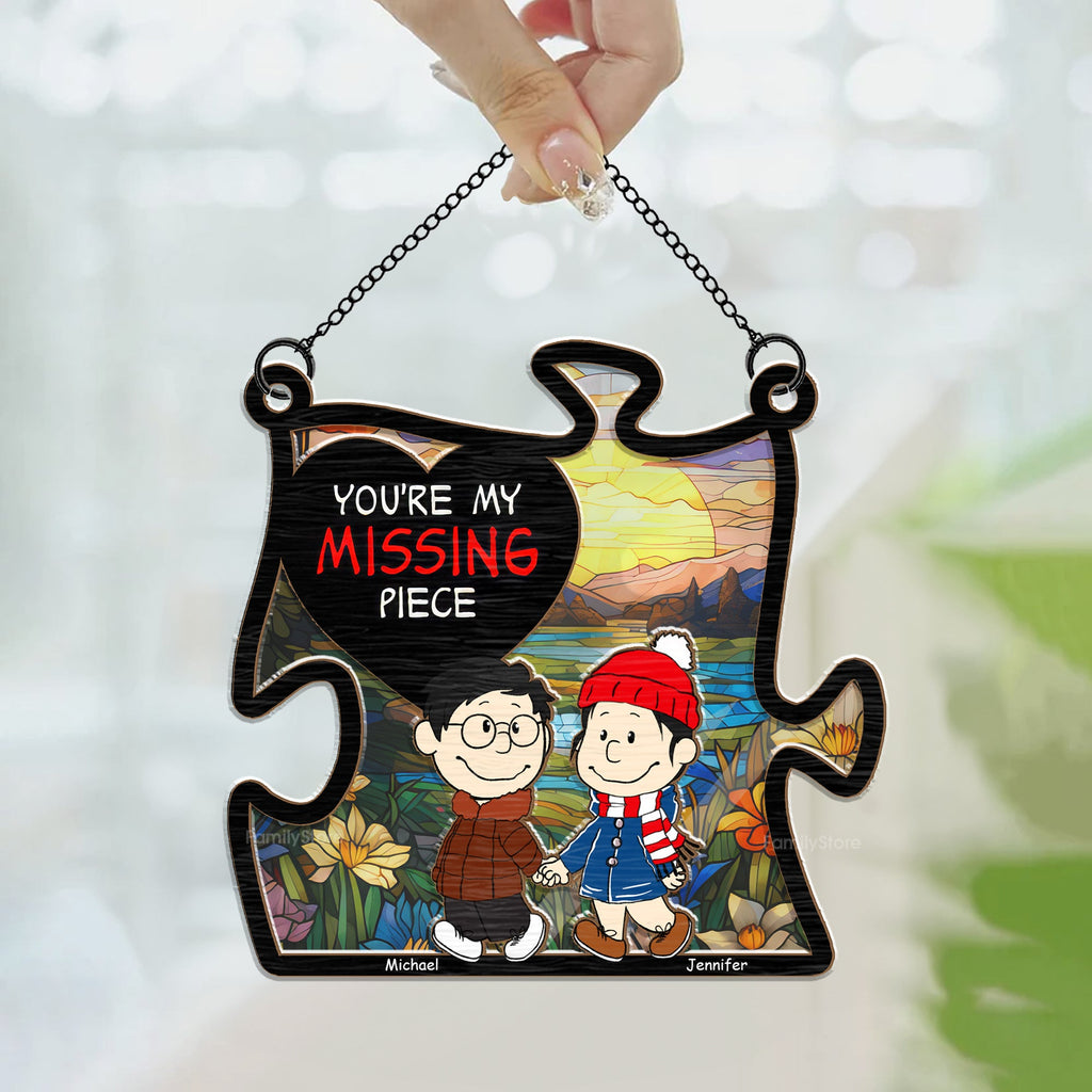 Personalized You're My Missing Piece Suncatcher Ornament Gift for Couple