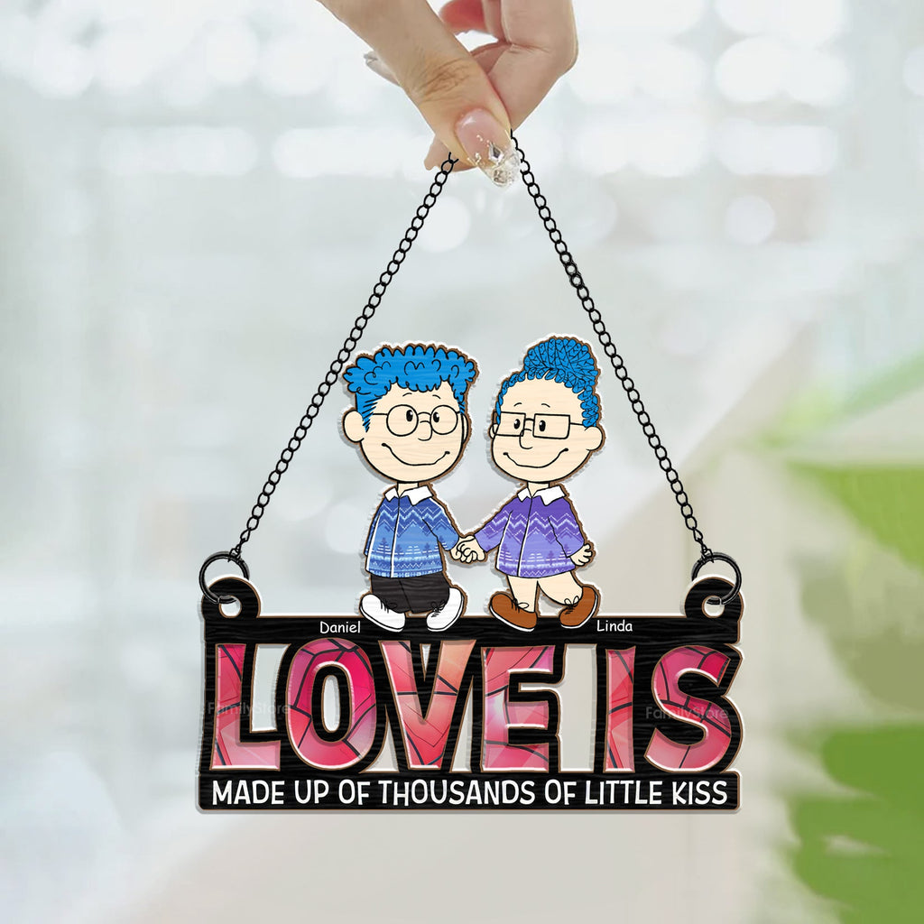 Personalized Love Is Window Hanging Suncatcher Gift for Couples