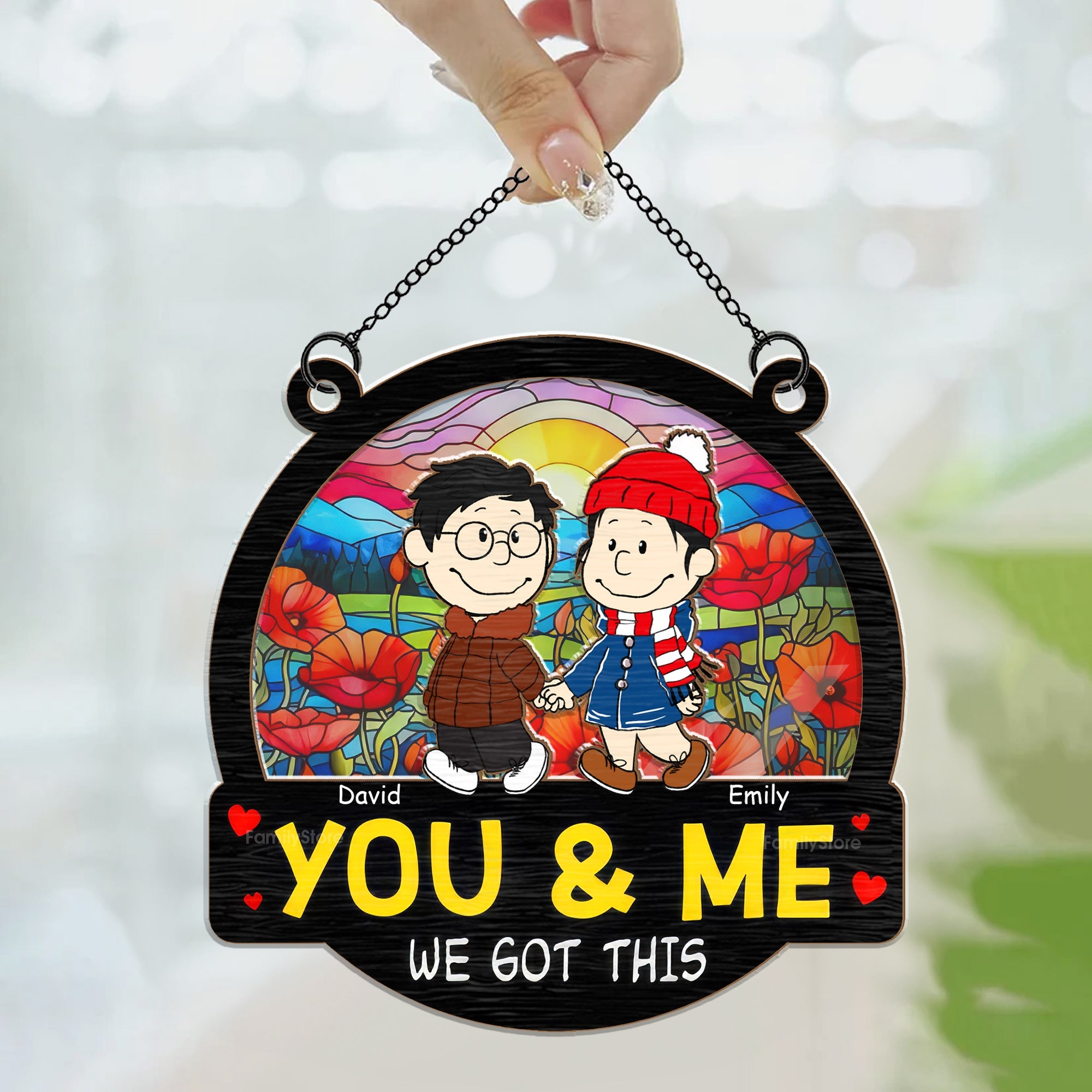 Personalized Sunset Suncatcher Ornament Unique Couple Gift
