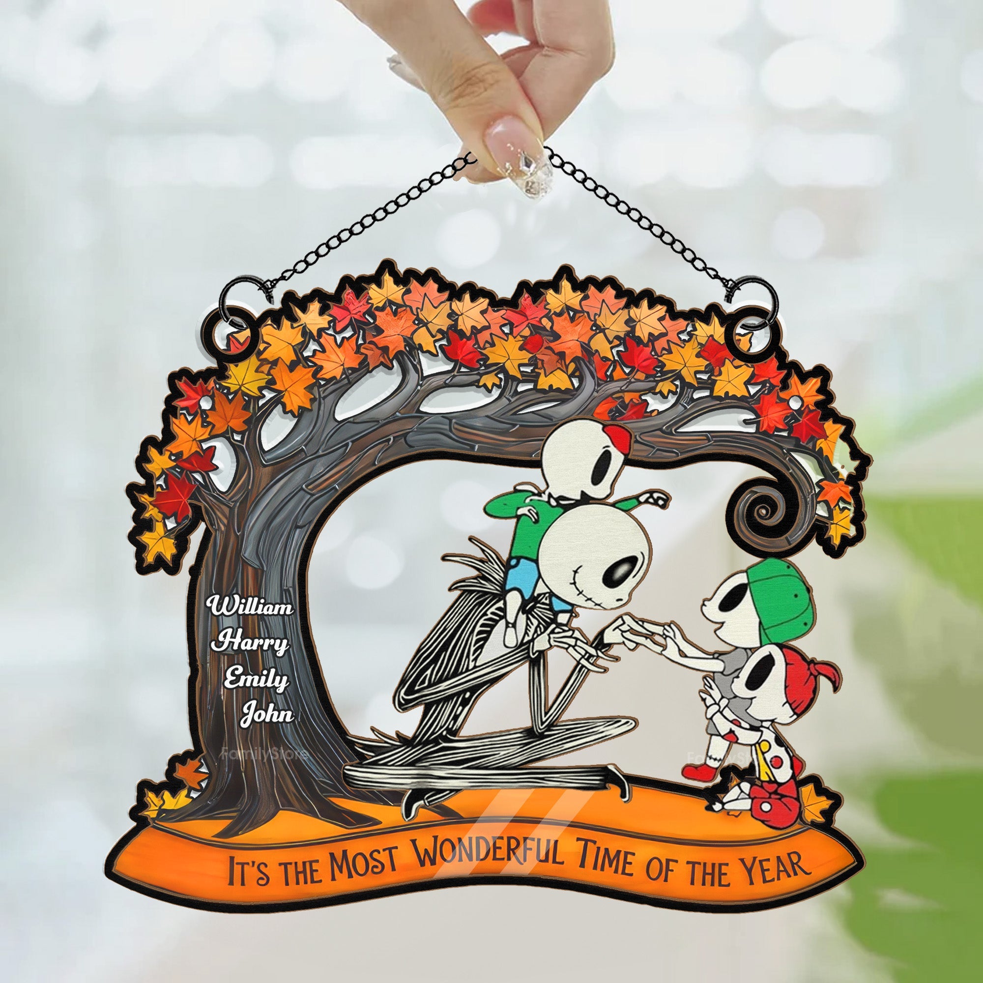 Personalized Window Hanging Suncatcher for Family | Fall Decor