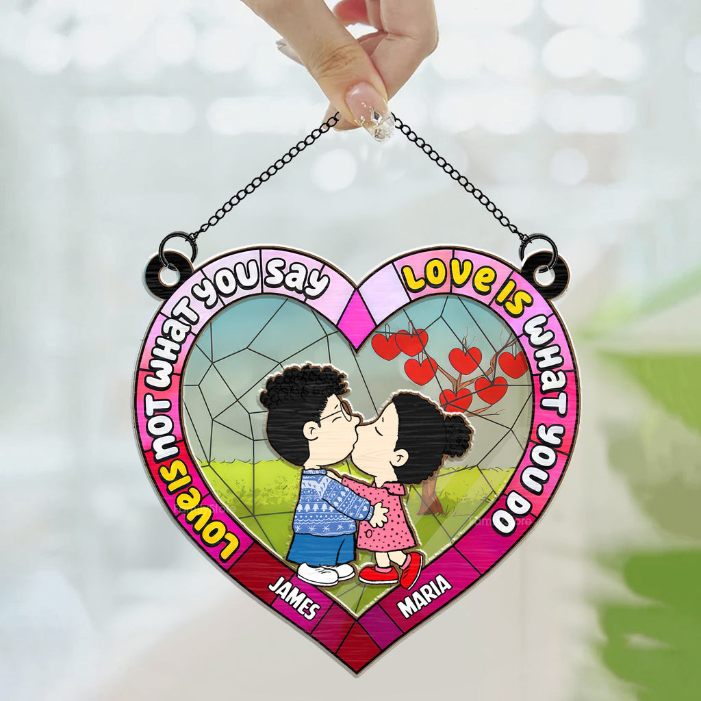 Personalized Heart Suncatcher with Quote Gift for Couple