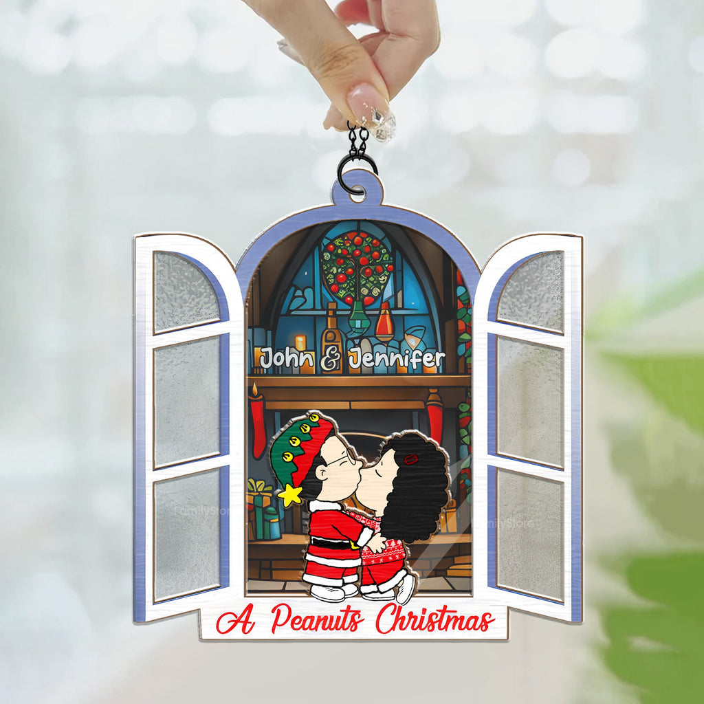 Personalized Window Hanging Suncatcher Ornament Gift for Couple Christmas
