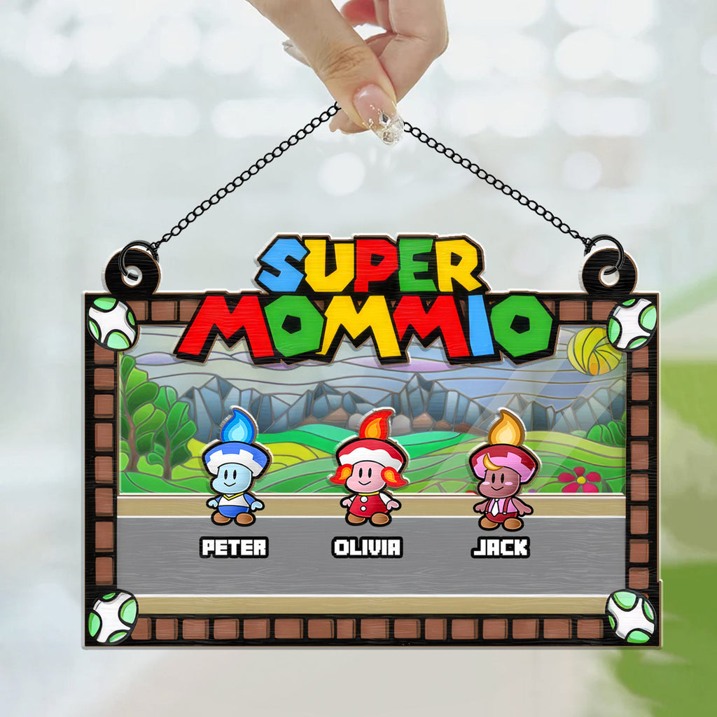 Personalized Super Mom Window Hanging Suncatcher Gift for Mom