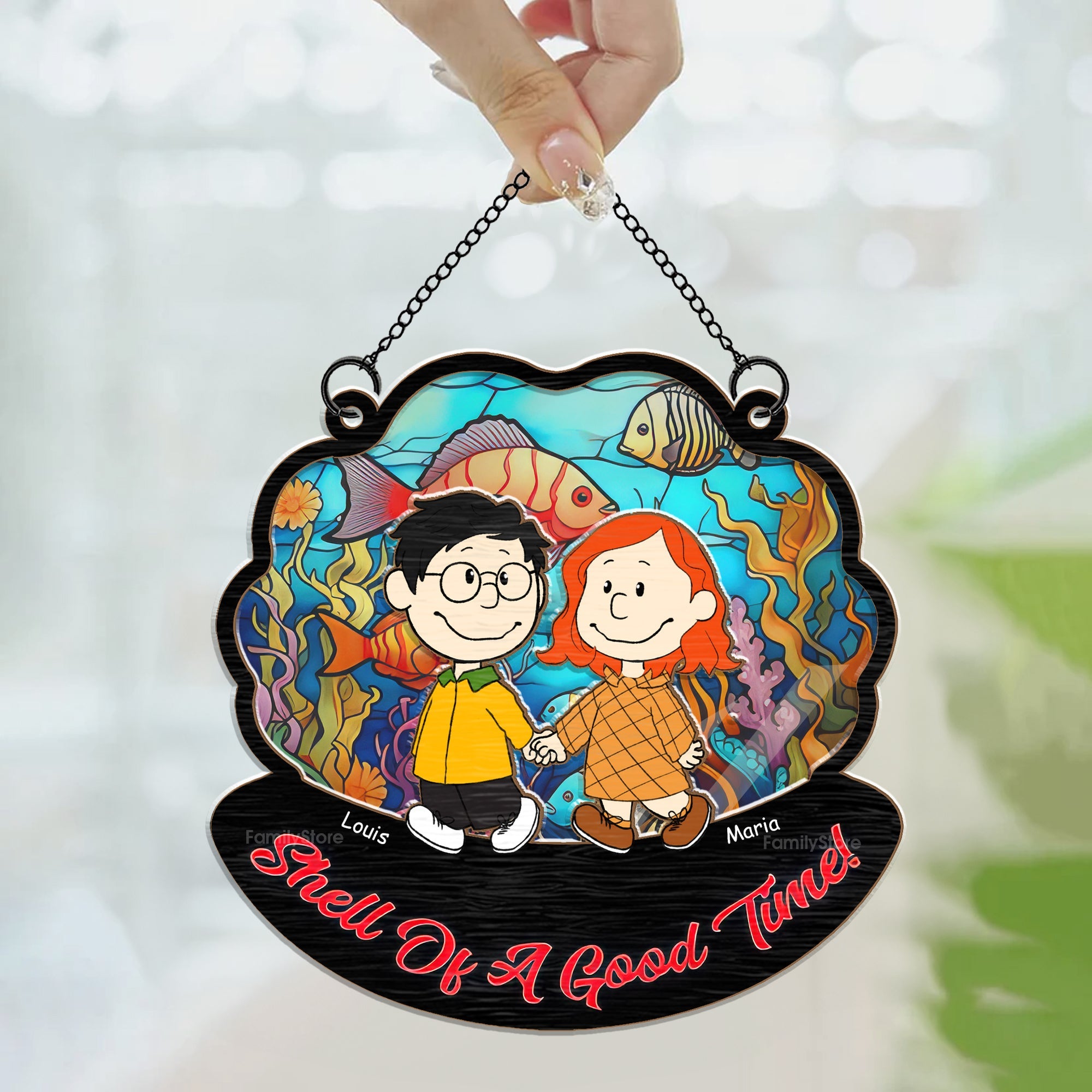 Personalized Window Hanging Suncatcher Ornament Gift for Couple