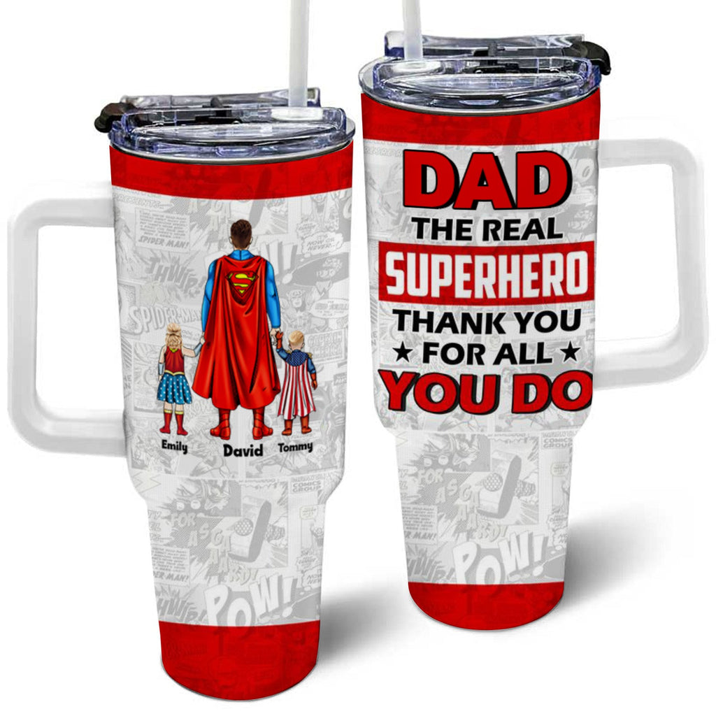 Personalized 40oz Tumbler Cup Gift for Dad Superhero Design Tumbler GradoCreations