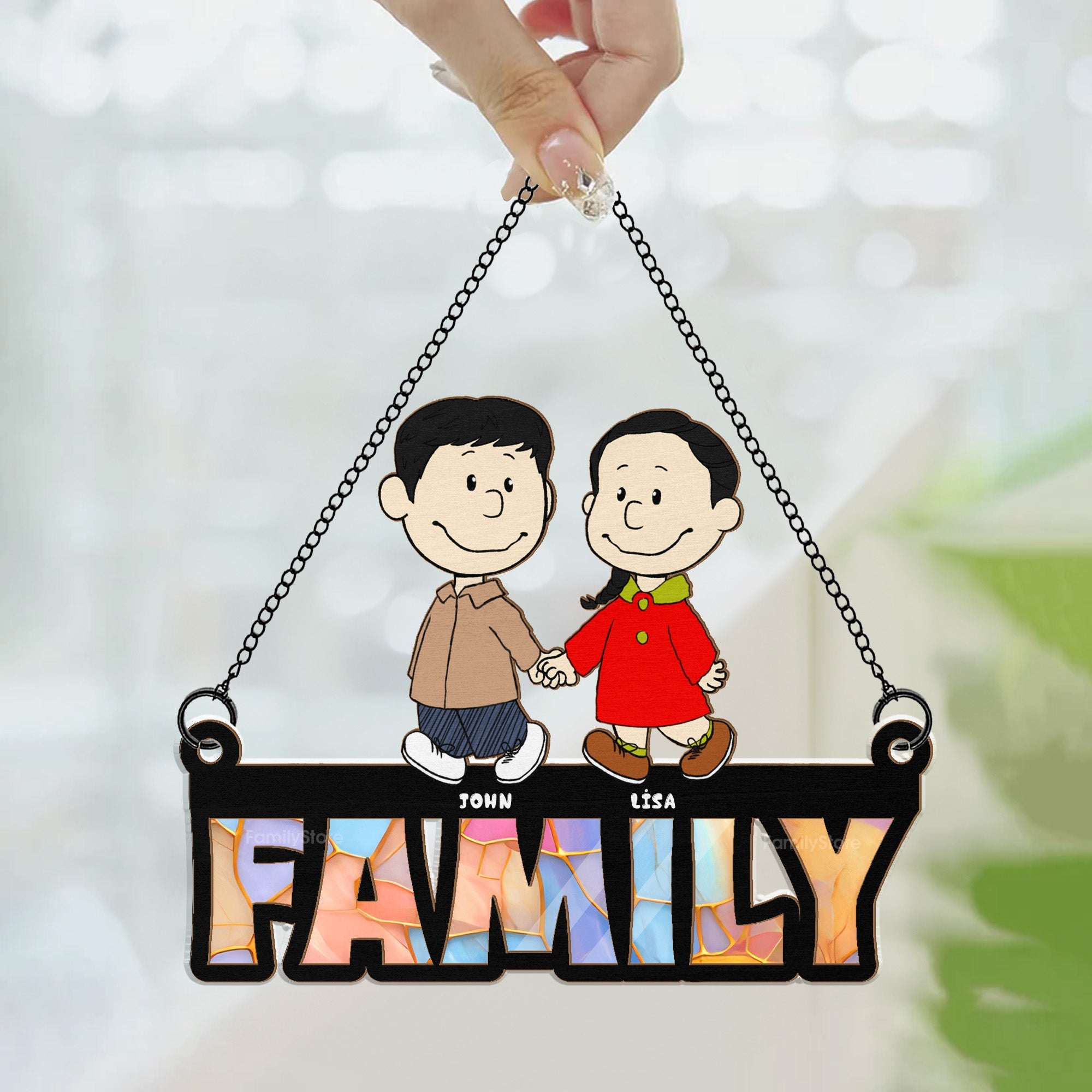 Personalized Family Suncatcher Ornament Custom Gift for Couples