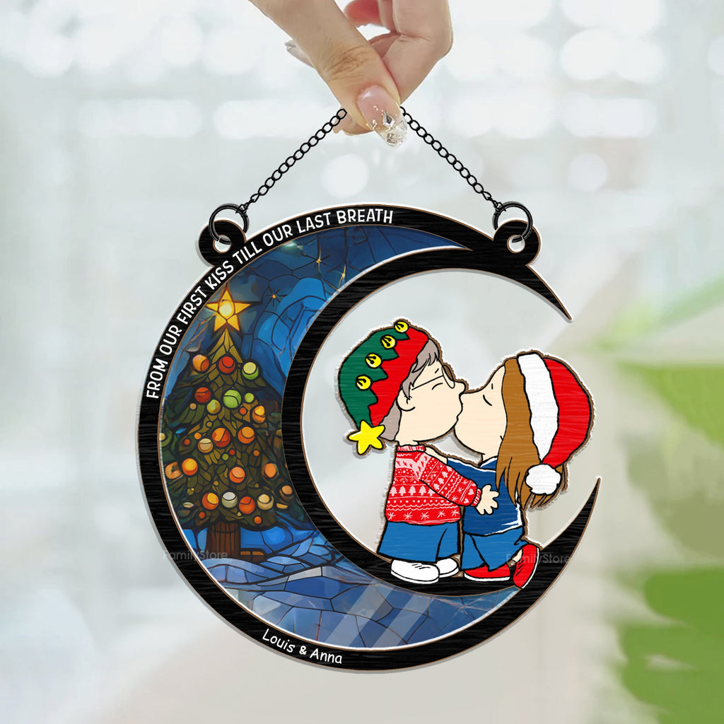 Personalized Romantic Couple Kiss Suncatcher Gift for Anniversary