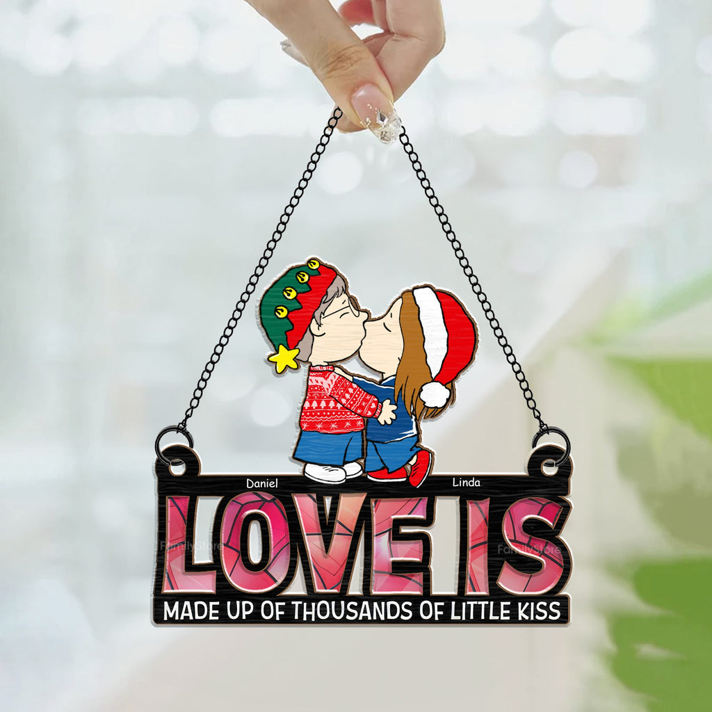 Personalized Love Is Suncatcher Ornament Gift for Couple Anniversary