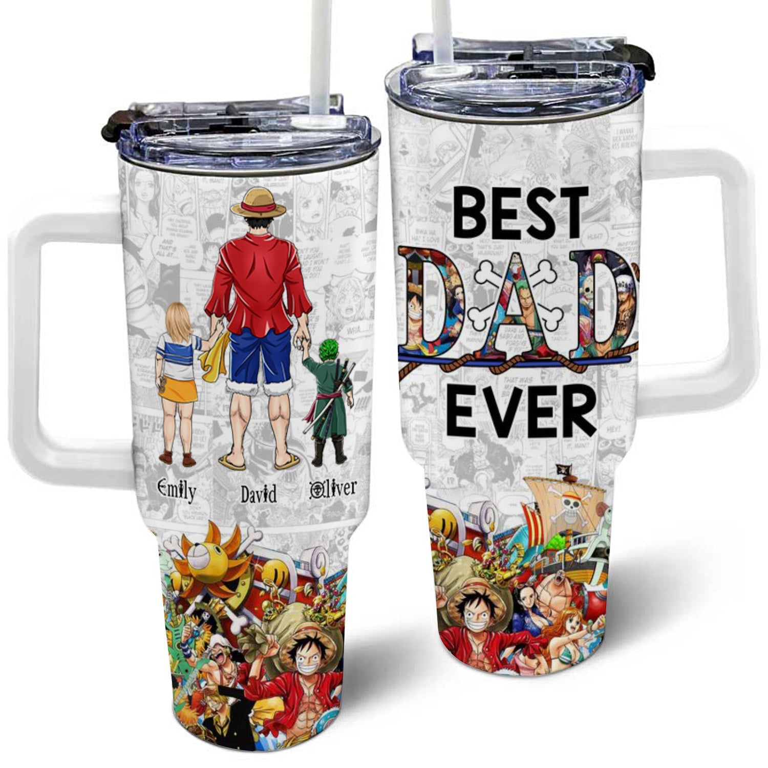 Personalized Pirate Adventure Tumbler for Dad with Kids' Names - Unique Father's Day Gift Tumbler GradoCreations
