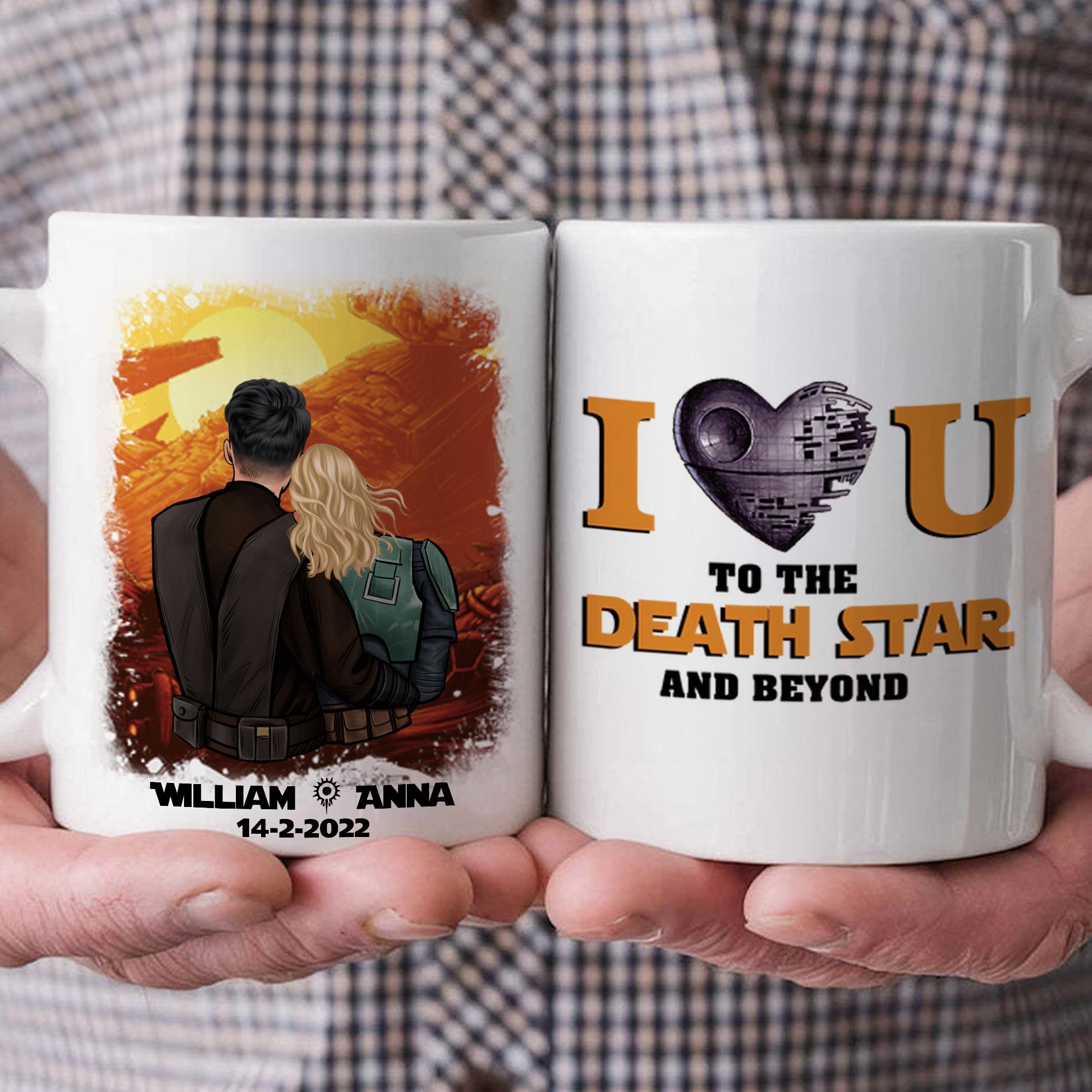 Personalized Couple Mug I Love You To The Death Star Gift