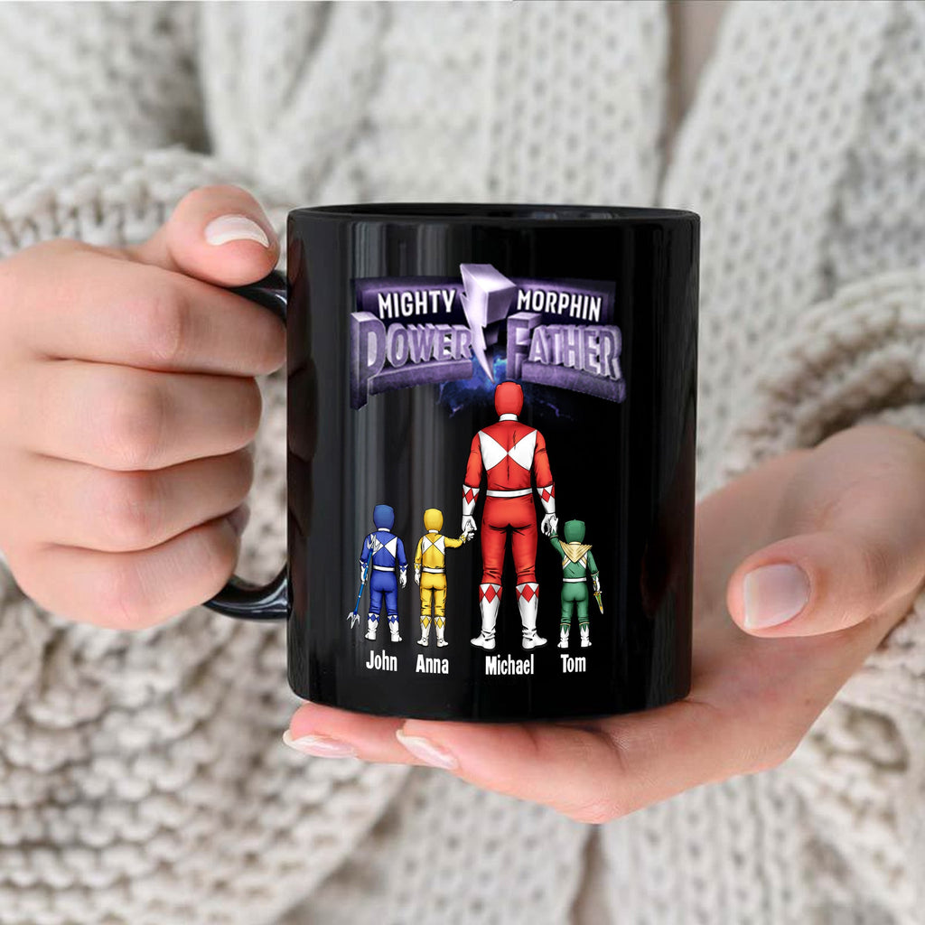 Personalized Black Mug for Dad with Superhero Design - Father's Day Gift