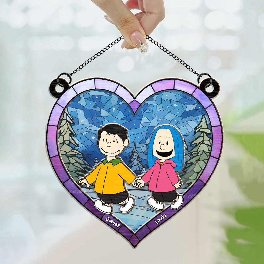 Personalized Hand In Hand Love Keepsake Window Suncatcher Gift for Couples