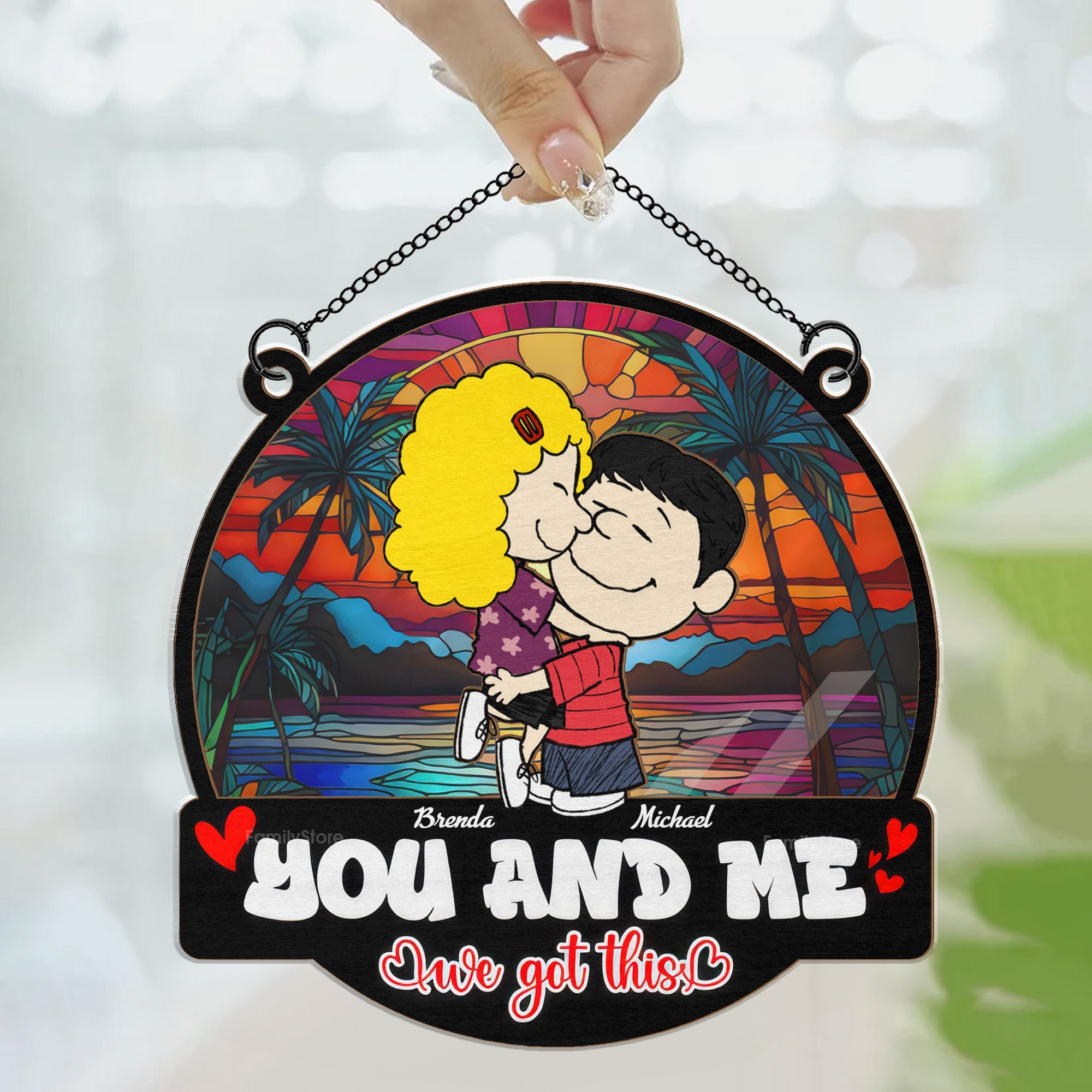 Personalized Couple Suncatcher with Custom Names for Home Decor