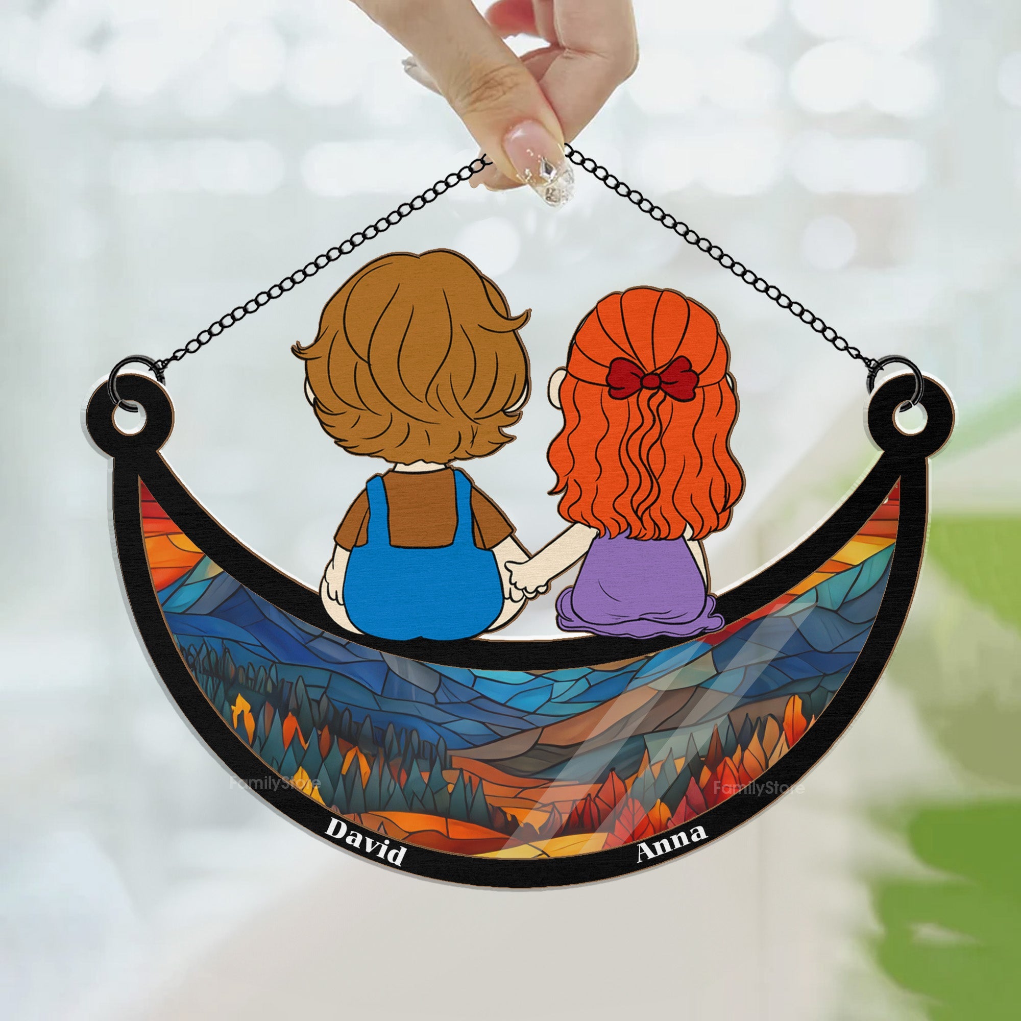 Personalized Window Hanging Suncatcher Ornament for Couple Gift