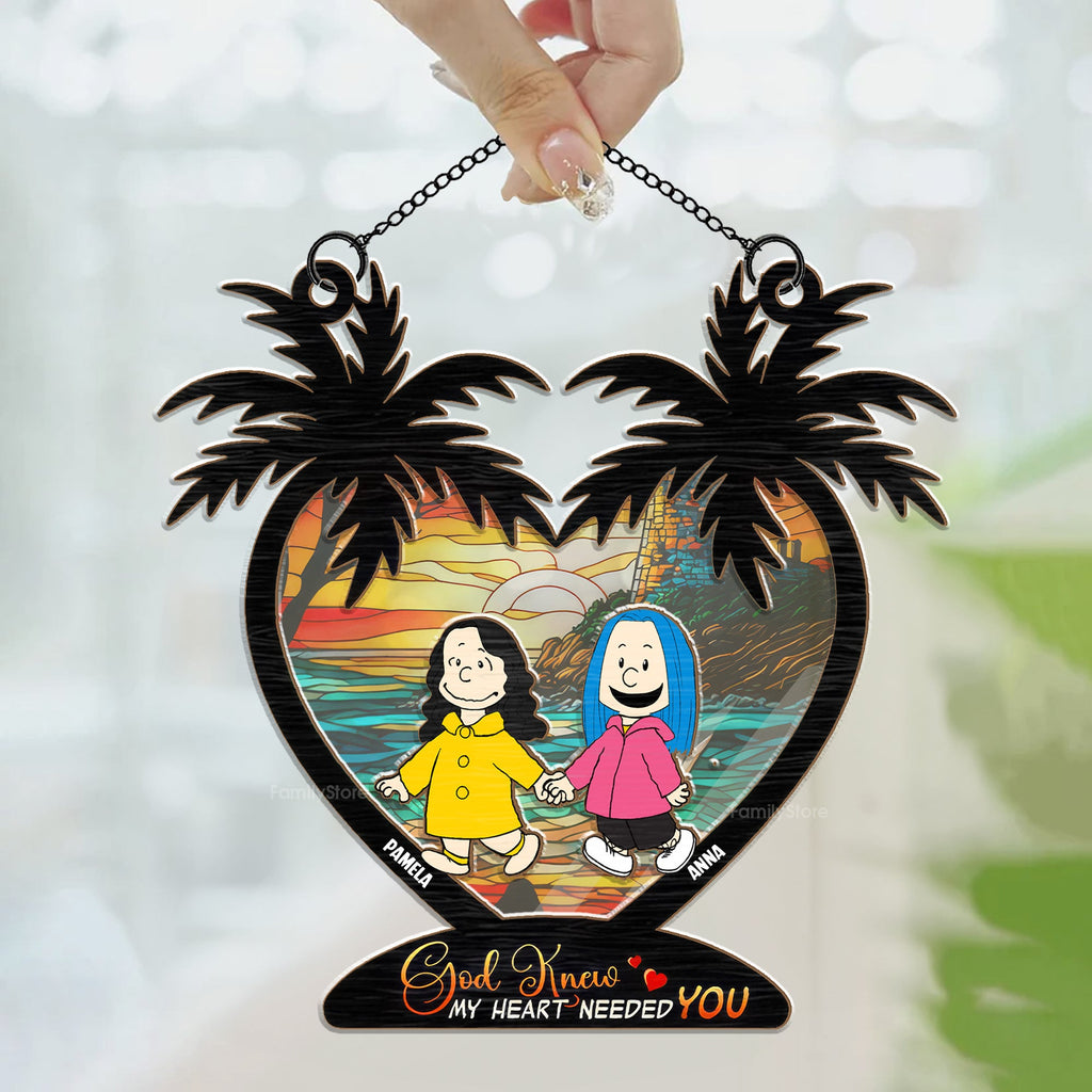 Personalized Suncatcher Ornament Gift for Couple - Custom Window Hanging Decor