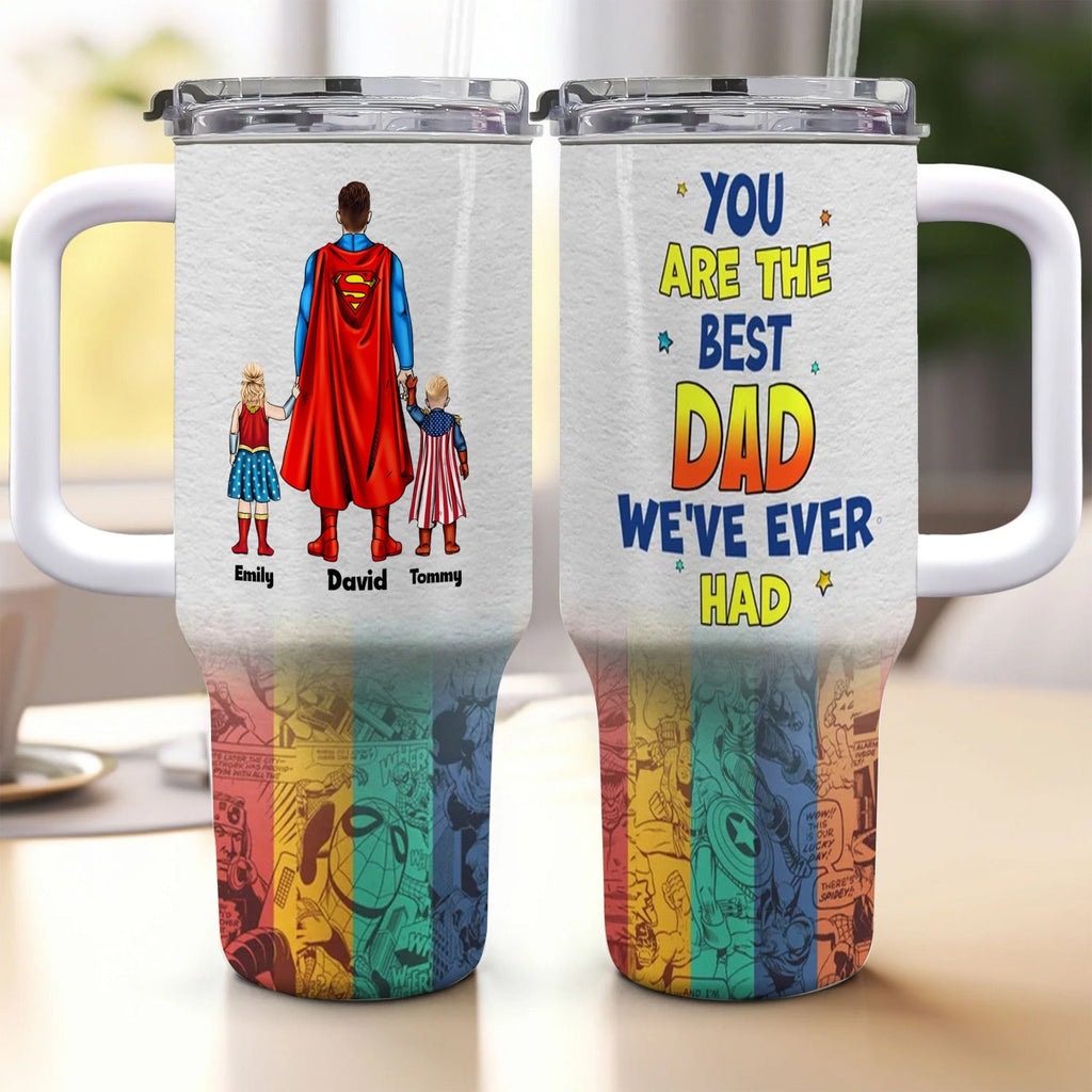 Personalized Superhero 40oz Tumbler Gift for Dad with Straw Tumbler GradoCreations