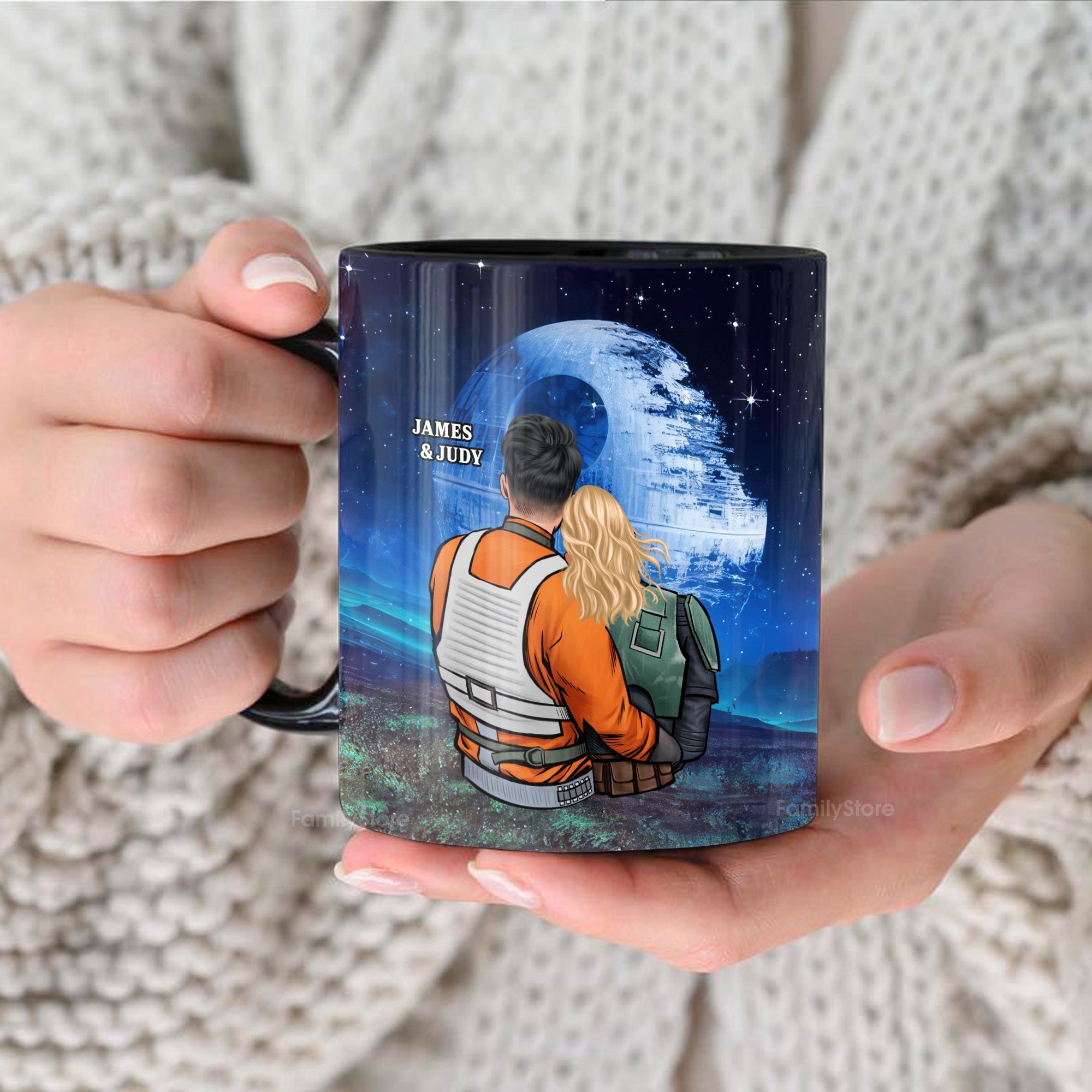 Personalized Black Mug 'Til Death Star Do Us Part' Gift for Couple