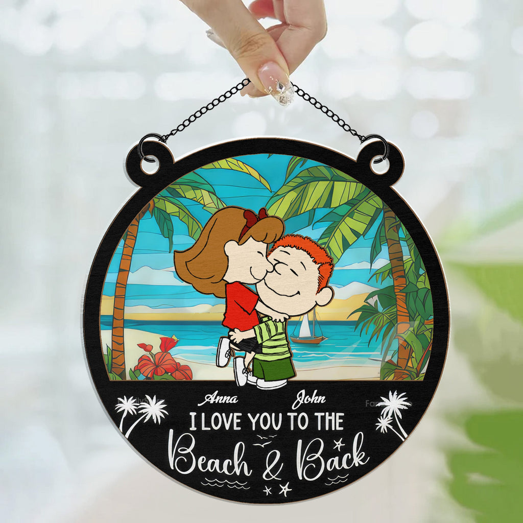 Personalized Beach Themed Suncatcher Ornament for Couples Gift