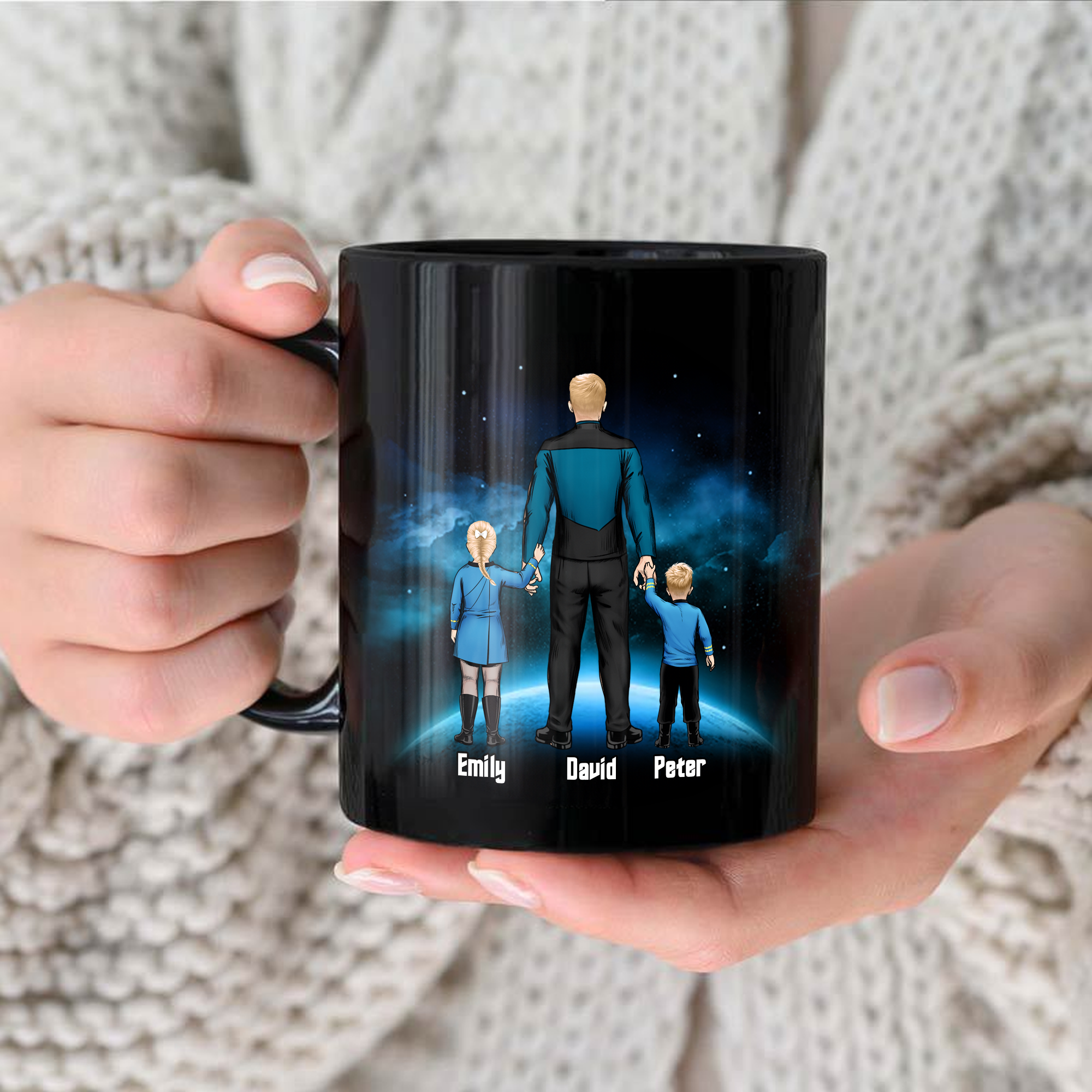 Personalized Black Mug Most Awesome Dad in Alpha Quadrant Gift