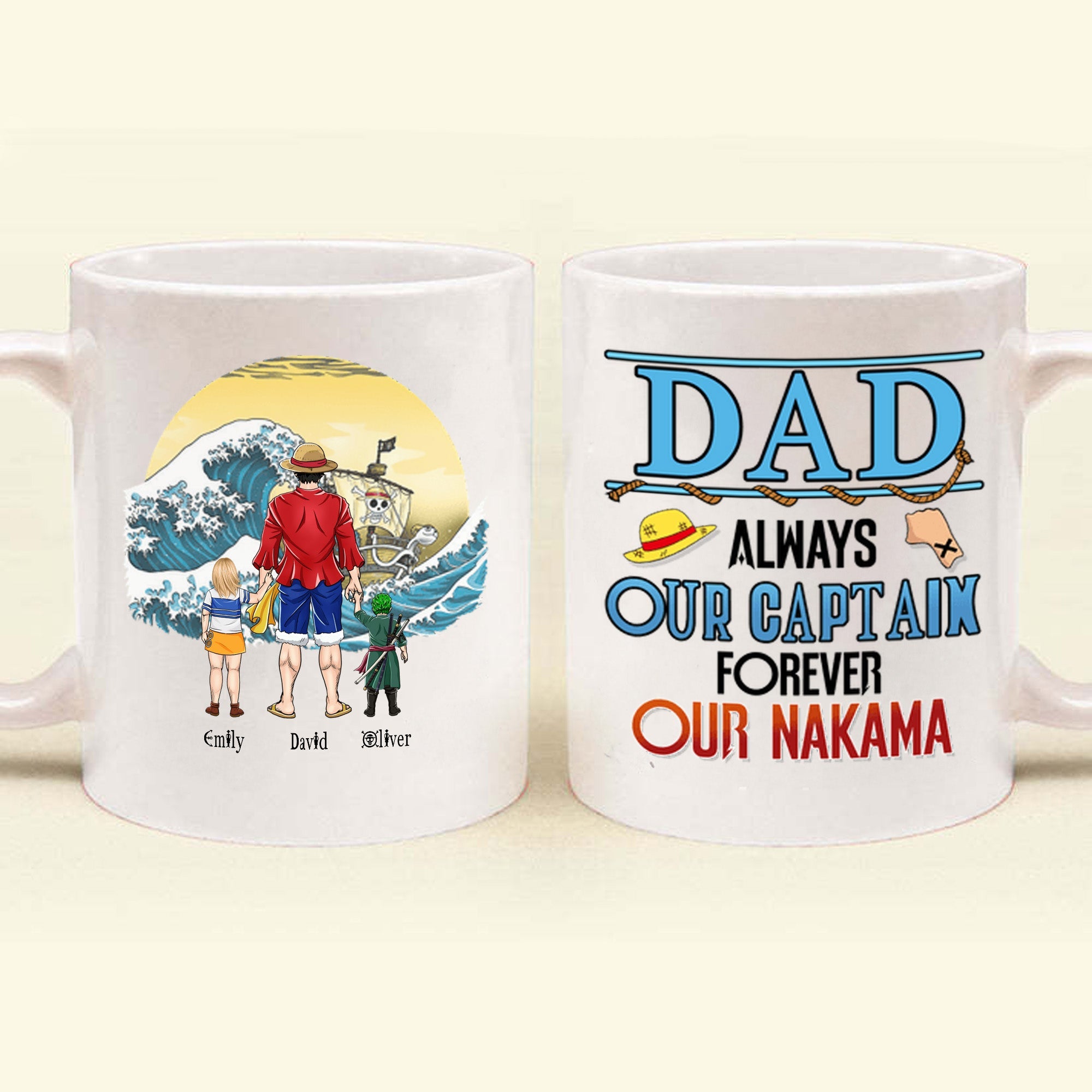Personalized Ceramic Mug for Dad Always My Captain Gift Mug GradoCreations