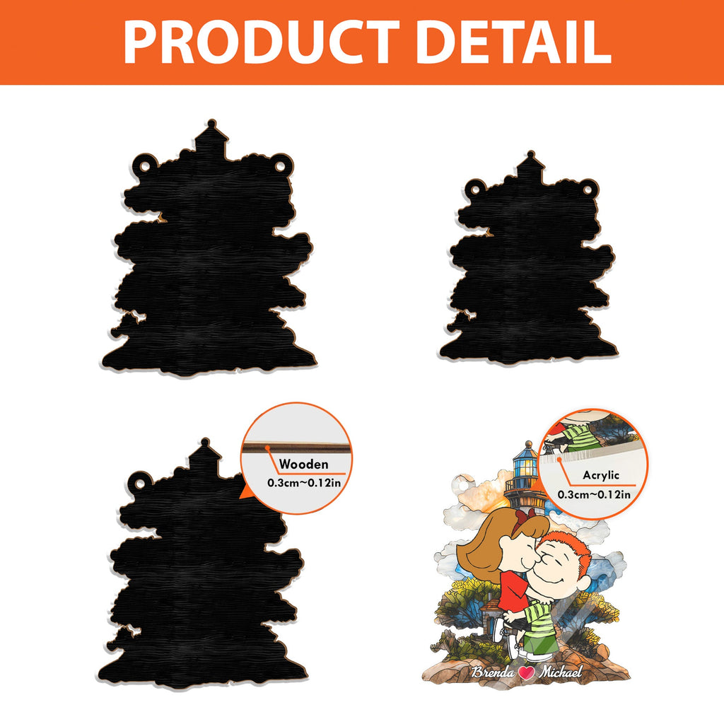 Personalized Cartoon Family Suncatcher Window Ornament Gift for Couple