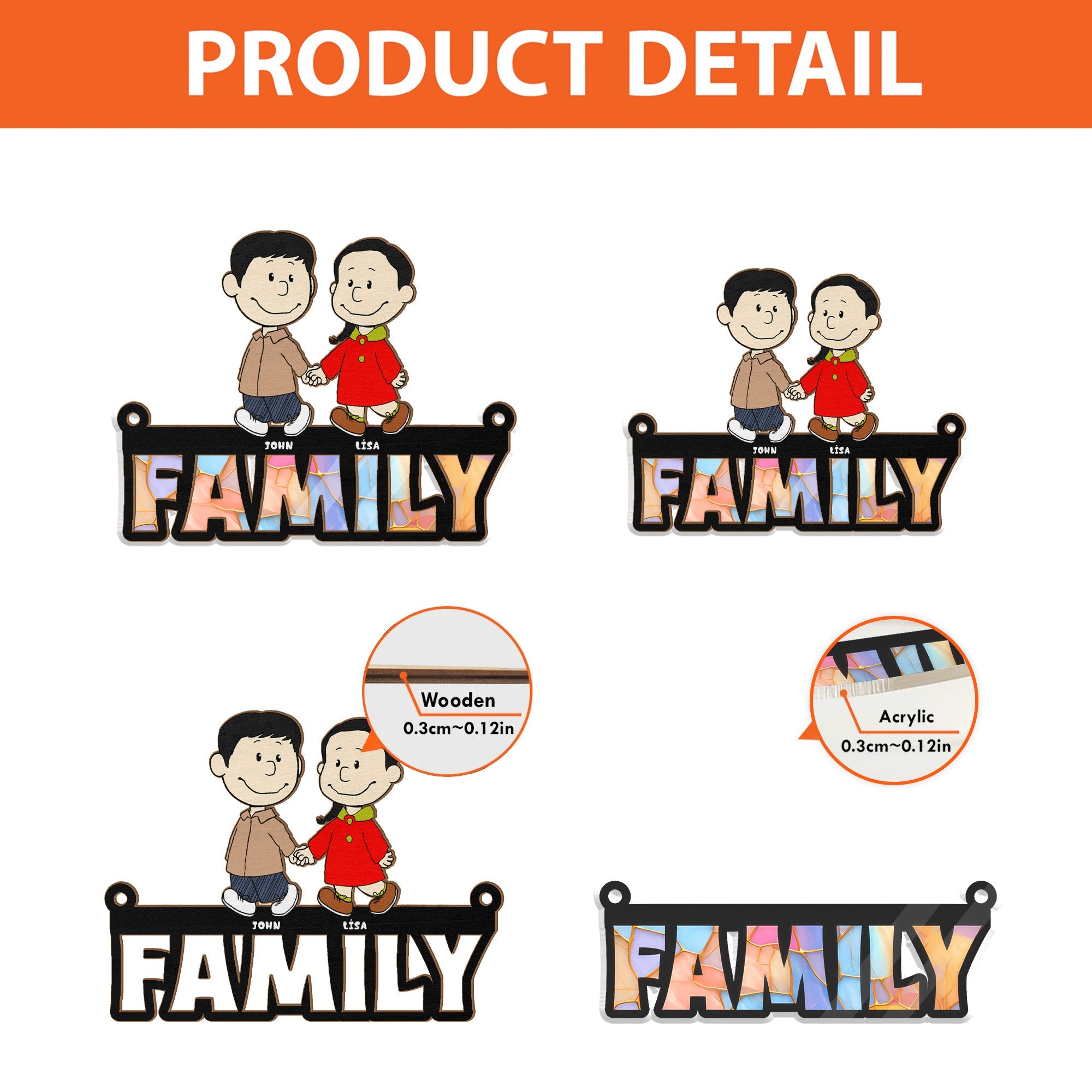 Personalized Family Suncatcher Ornament Custom Gift for Couples