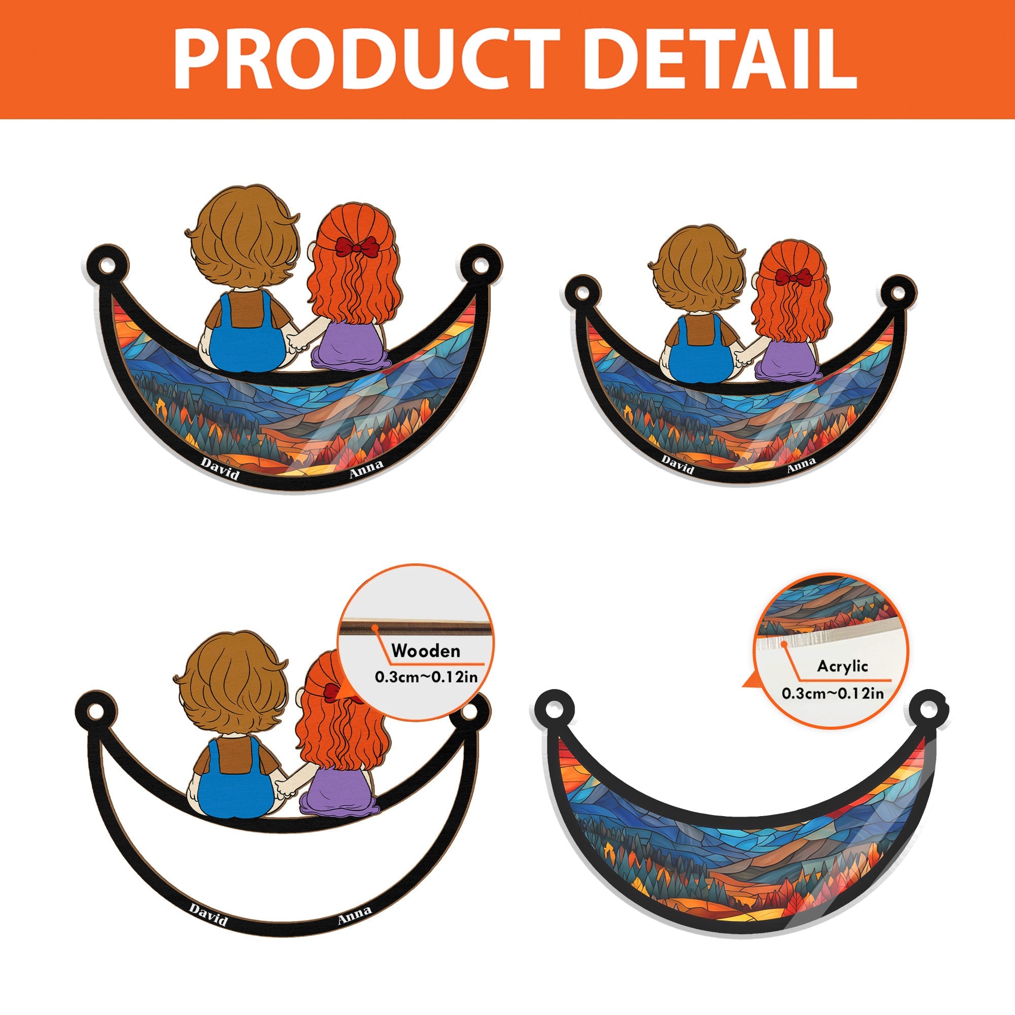 Personalized Window Hanging Suncatcher Ornament for Couple Gift