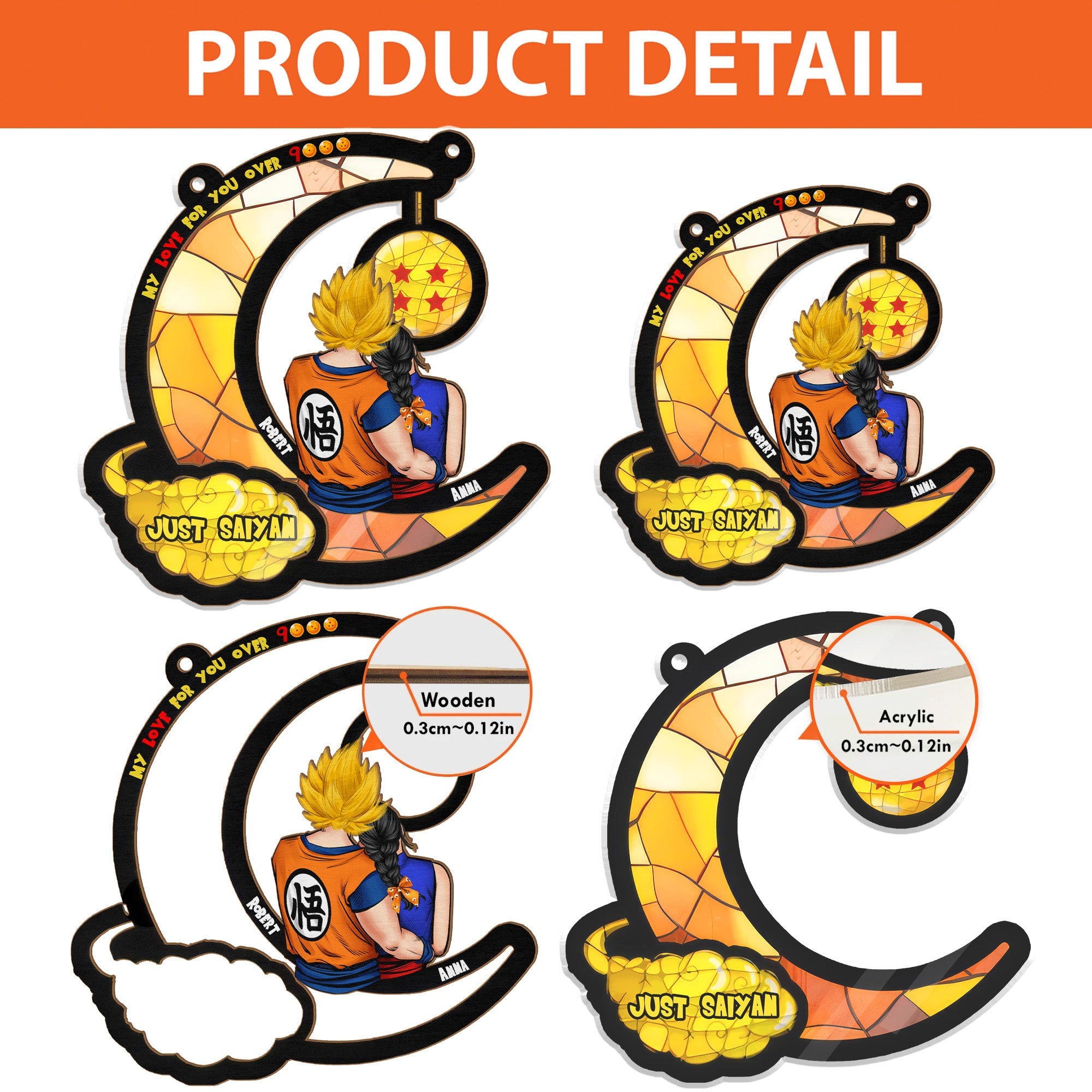Personalized Window Hanging Suncatcher My Love Over 9000 Gift for Couple