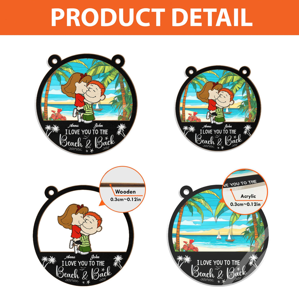 Personalized Beach Themed Suncatcher Ornament for Couples Gift