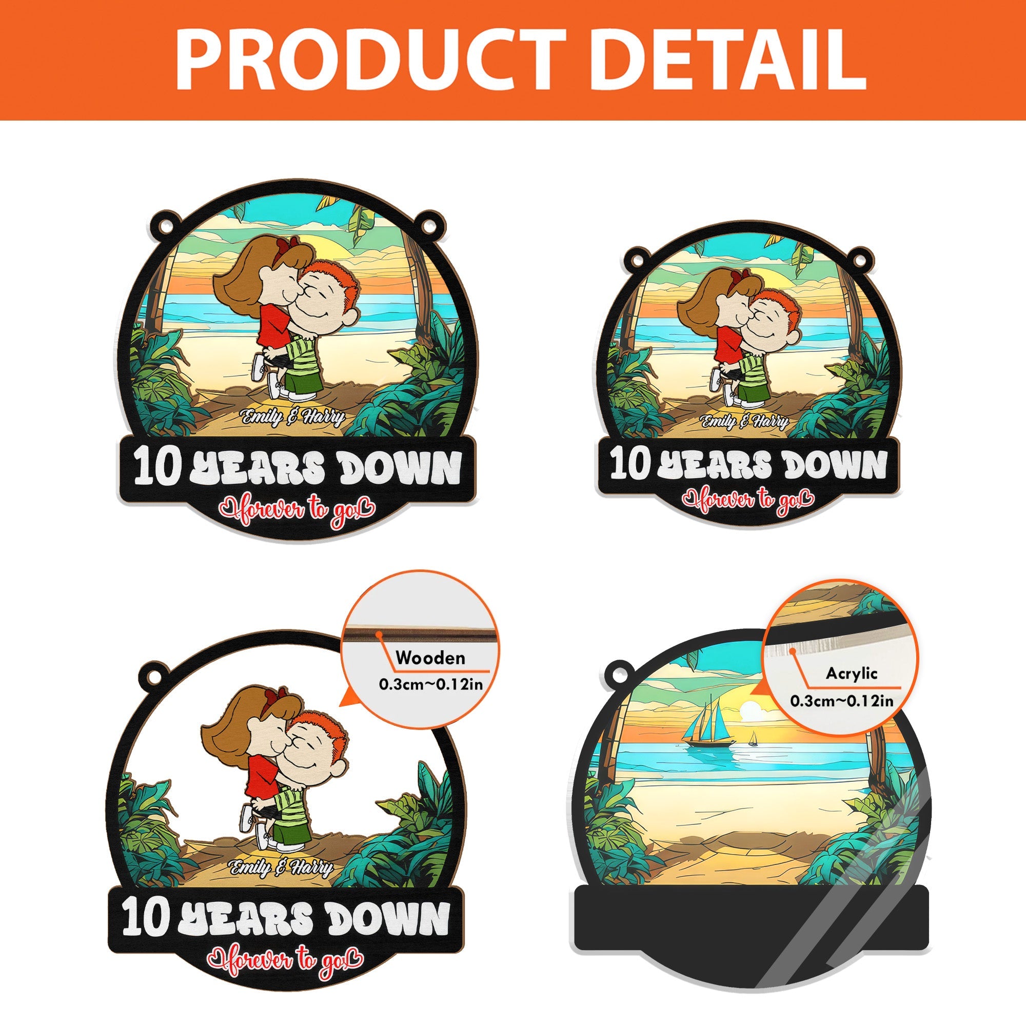 Personalized Suncatcher Ornament Couple Gift 10 Years Down