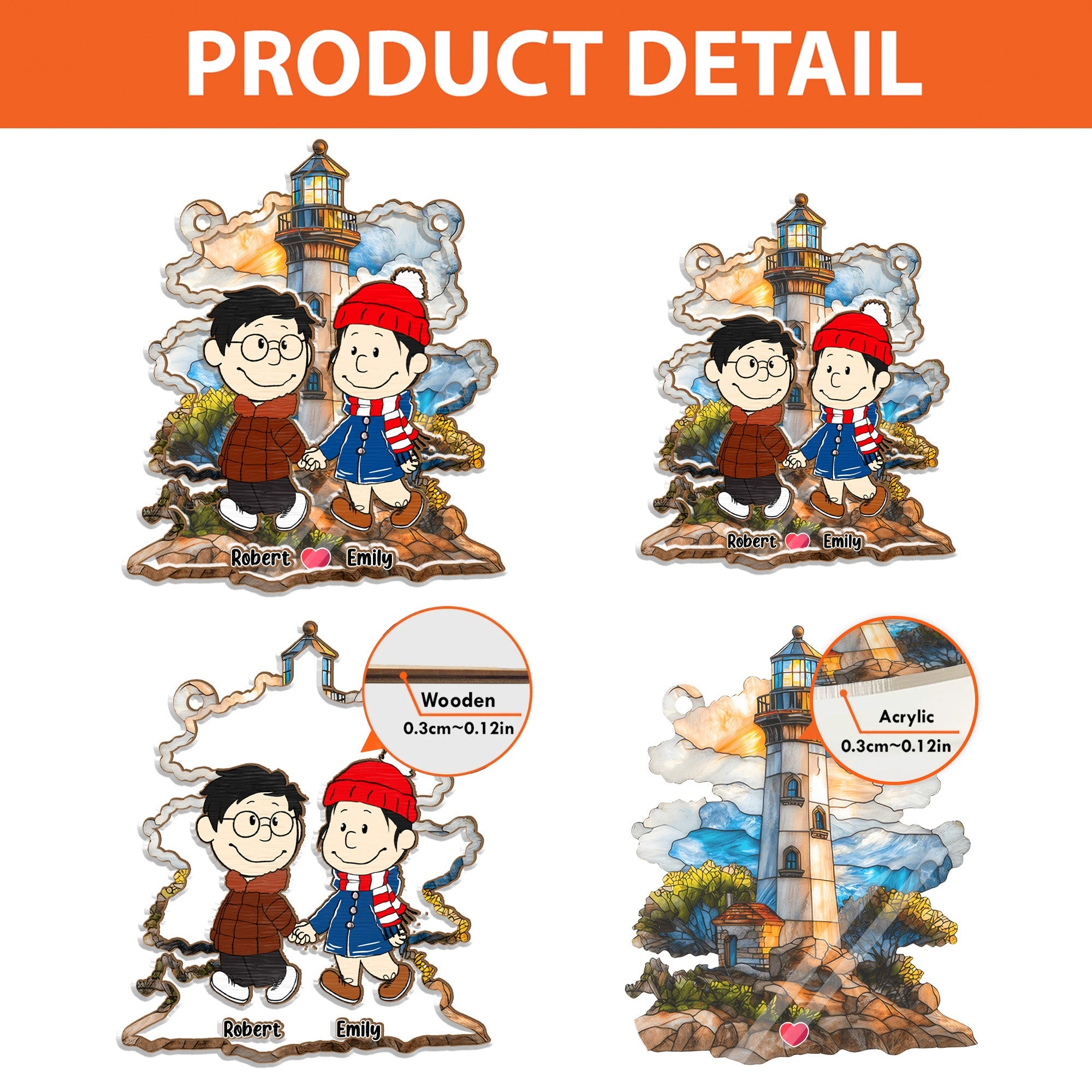 Personalized Couple Sunset Lighthouse Suncatcher Gift