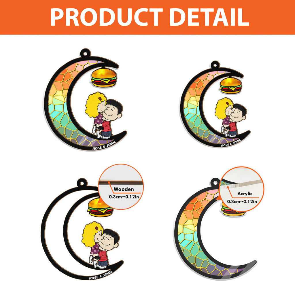 Personalized Funny Hamburger Peanut Couple Suncatcher Gift for Couples