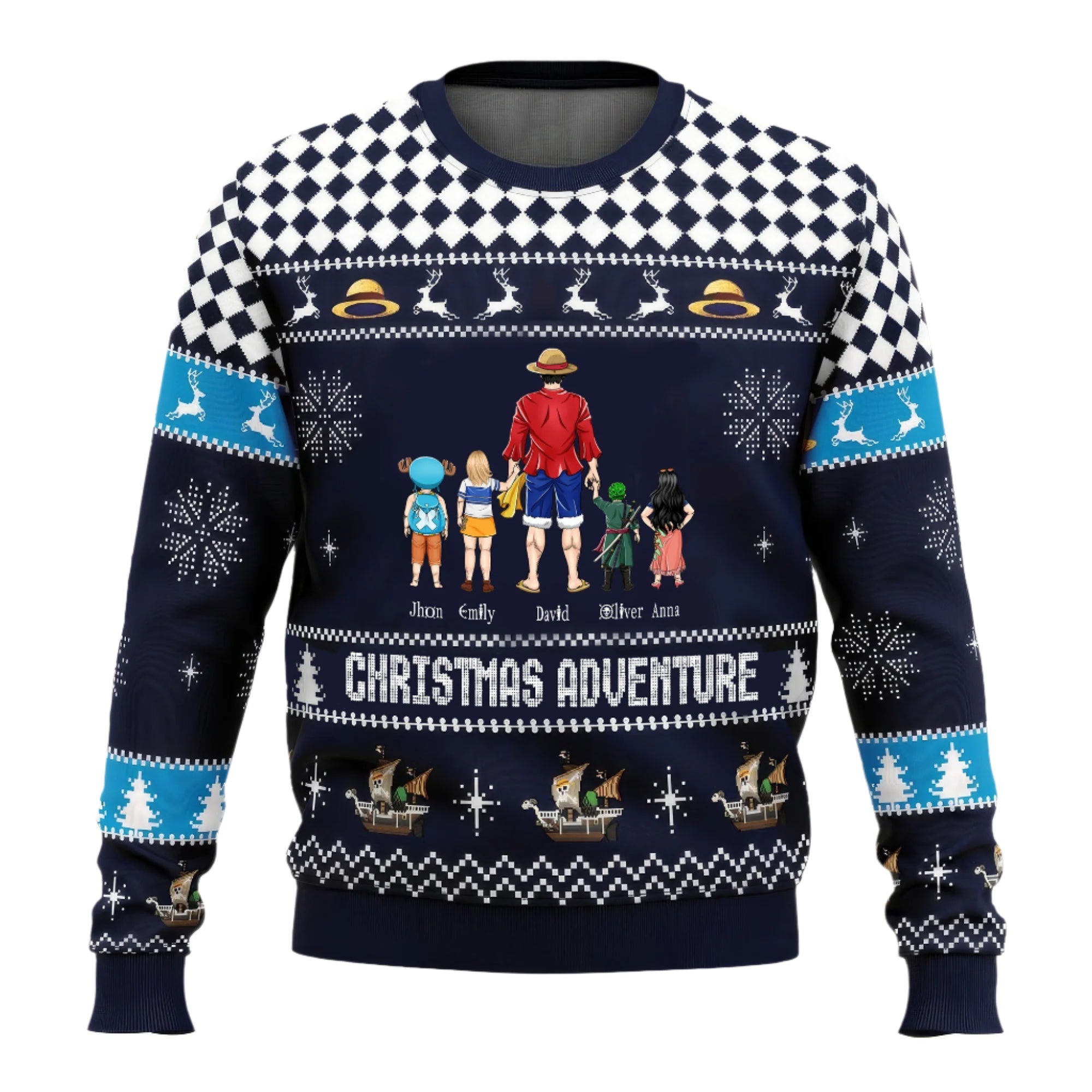 Personalized One Piece Ugly Sweater Gift for Dad, Grandpa | Holiday Adventure