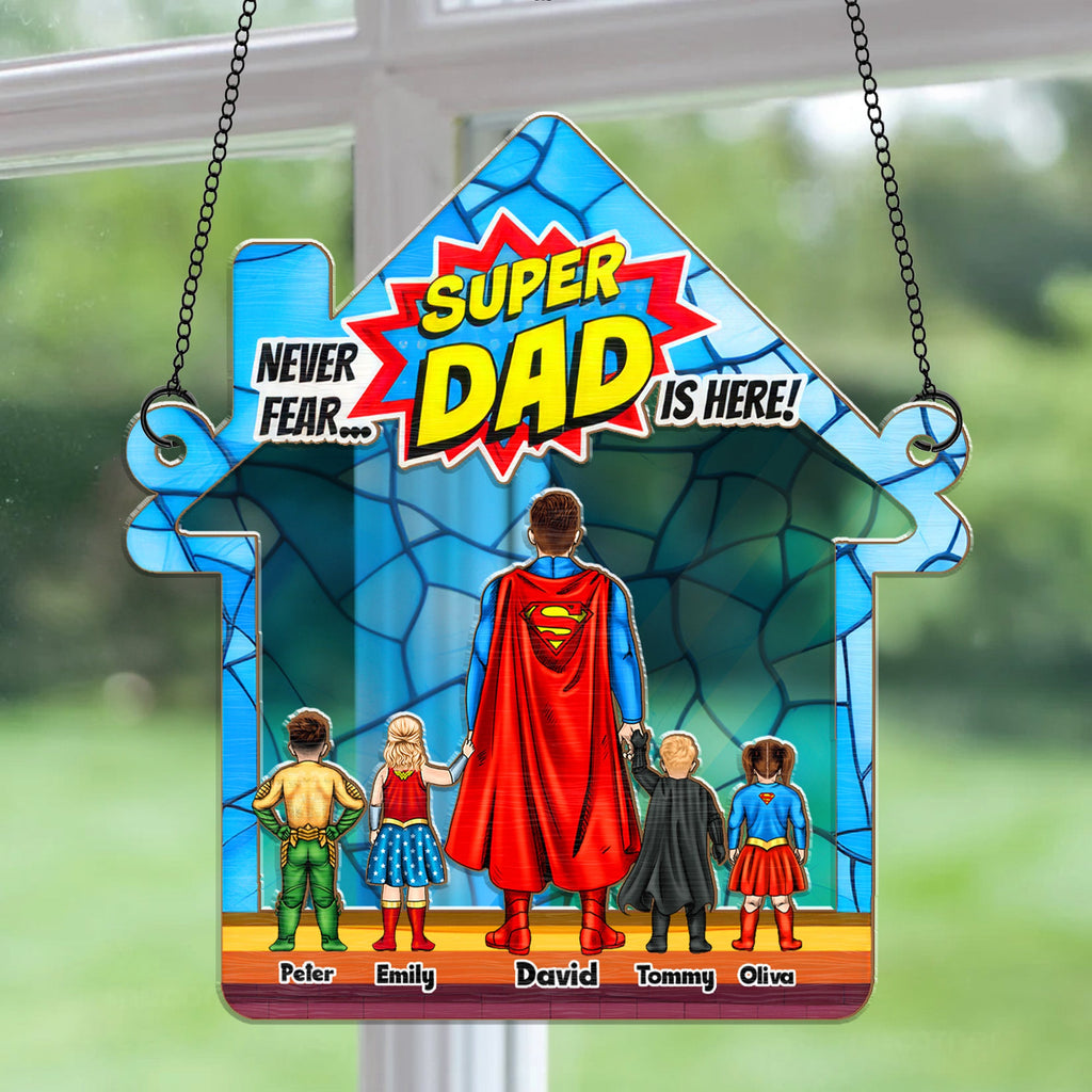 Personalized Super Dad Suncatcher Window Hanging Gift