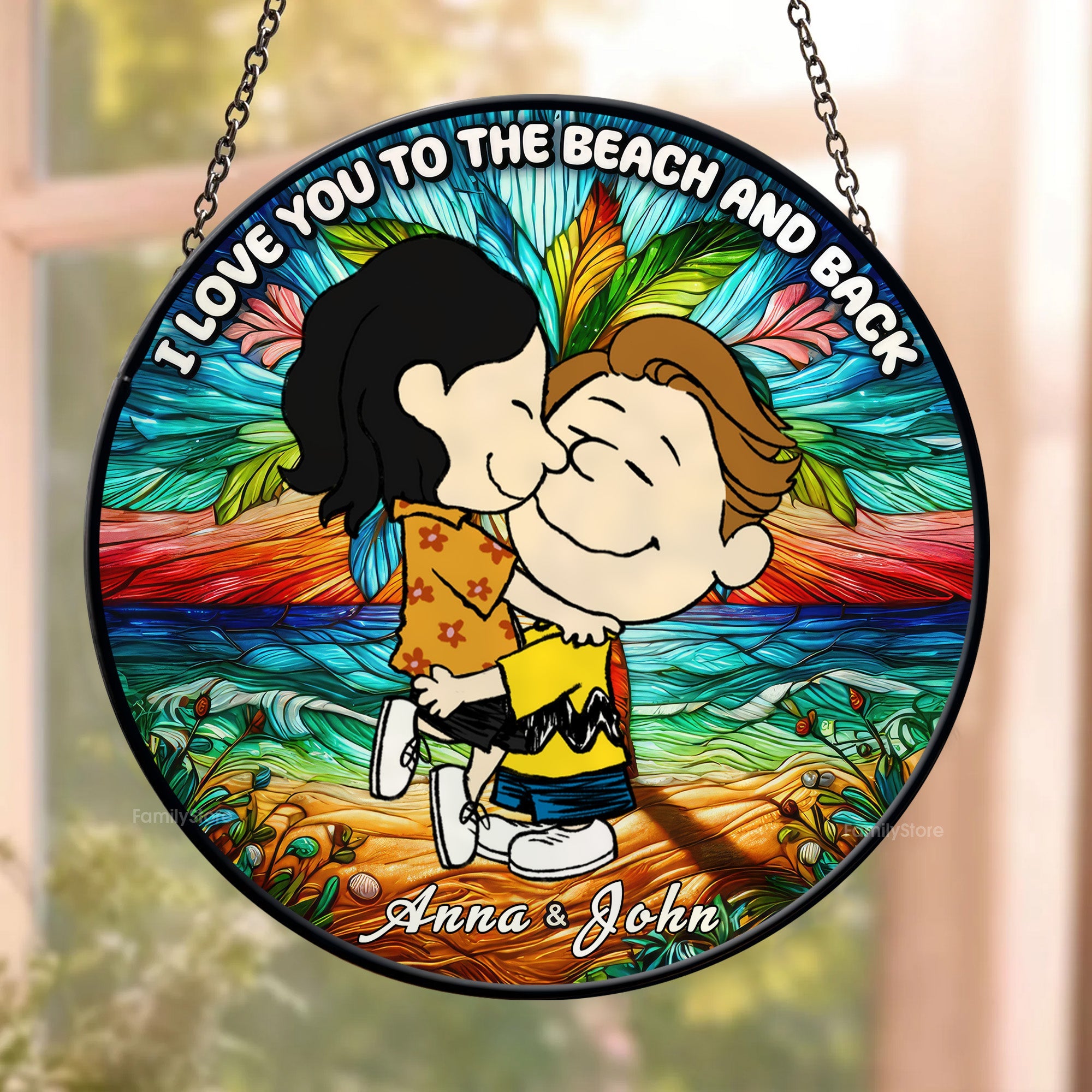 Personalized Stained Glass Suncatcher Love Gift for Couple