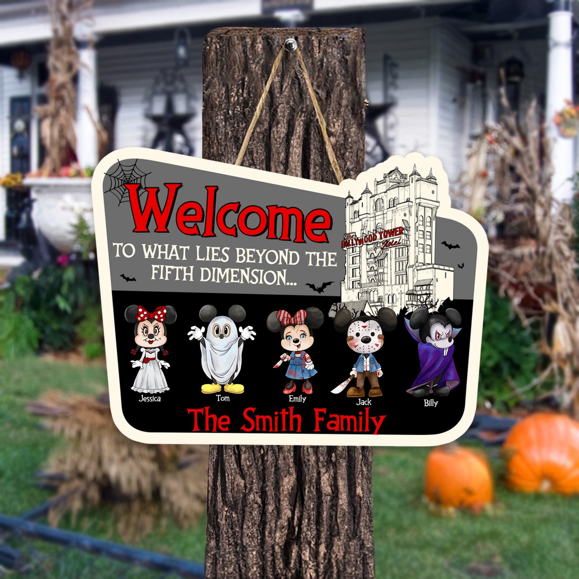 Personalized Halloween Wood Sign Welcome to the Fifth Dimension | Family Decor