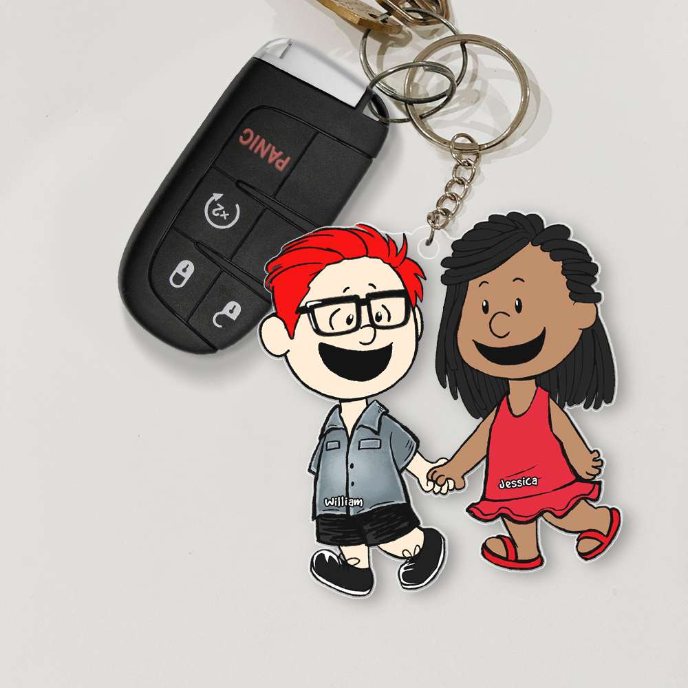 Personalized Couple Keychain Custom Name Hug Gift for Anniversary