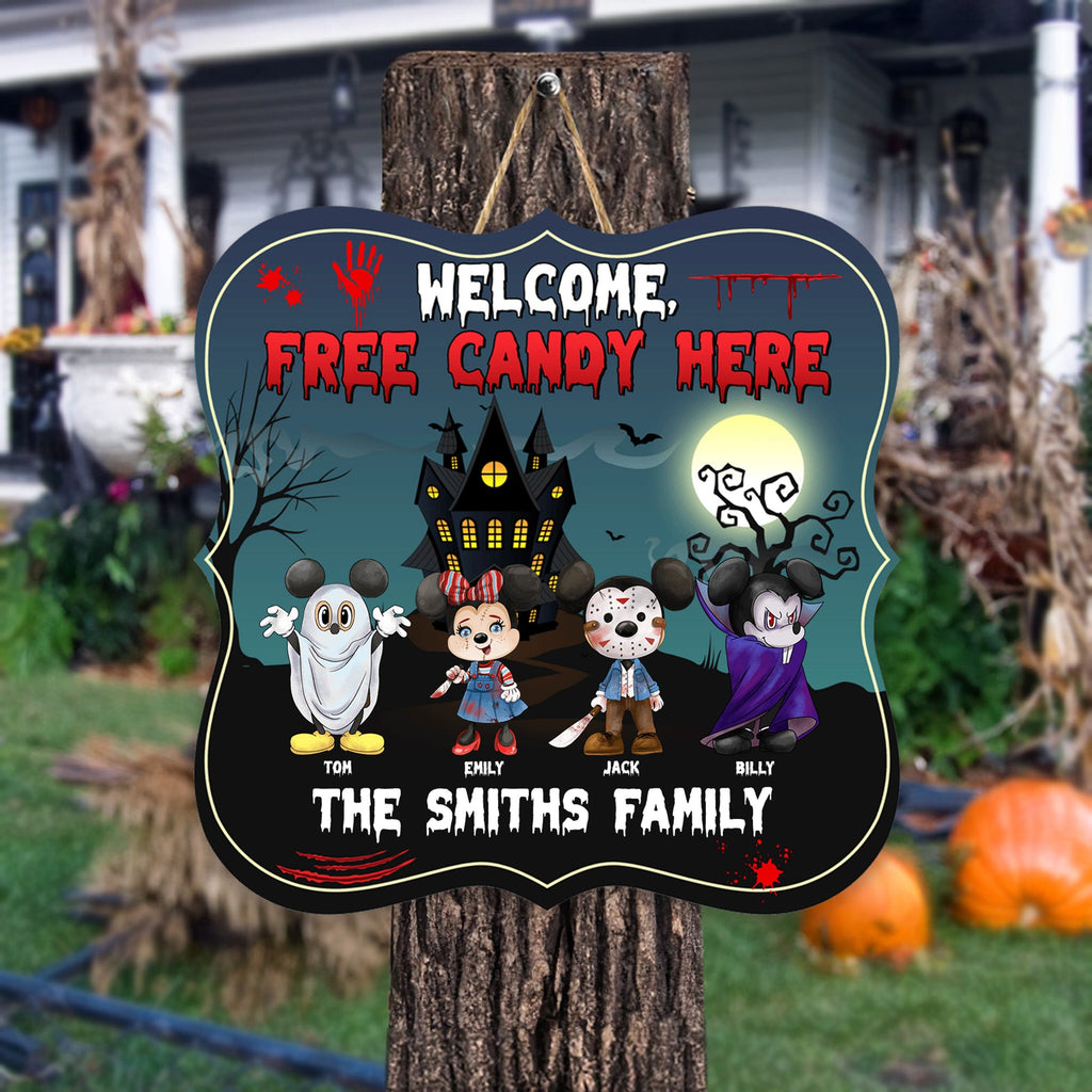 Personalized Halloween Wood Sign Free Candy Here Decor
