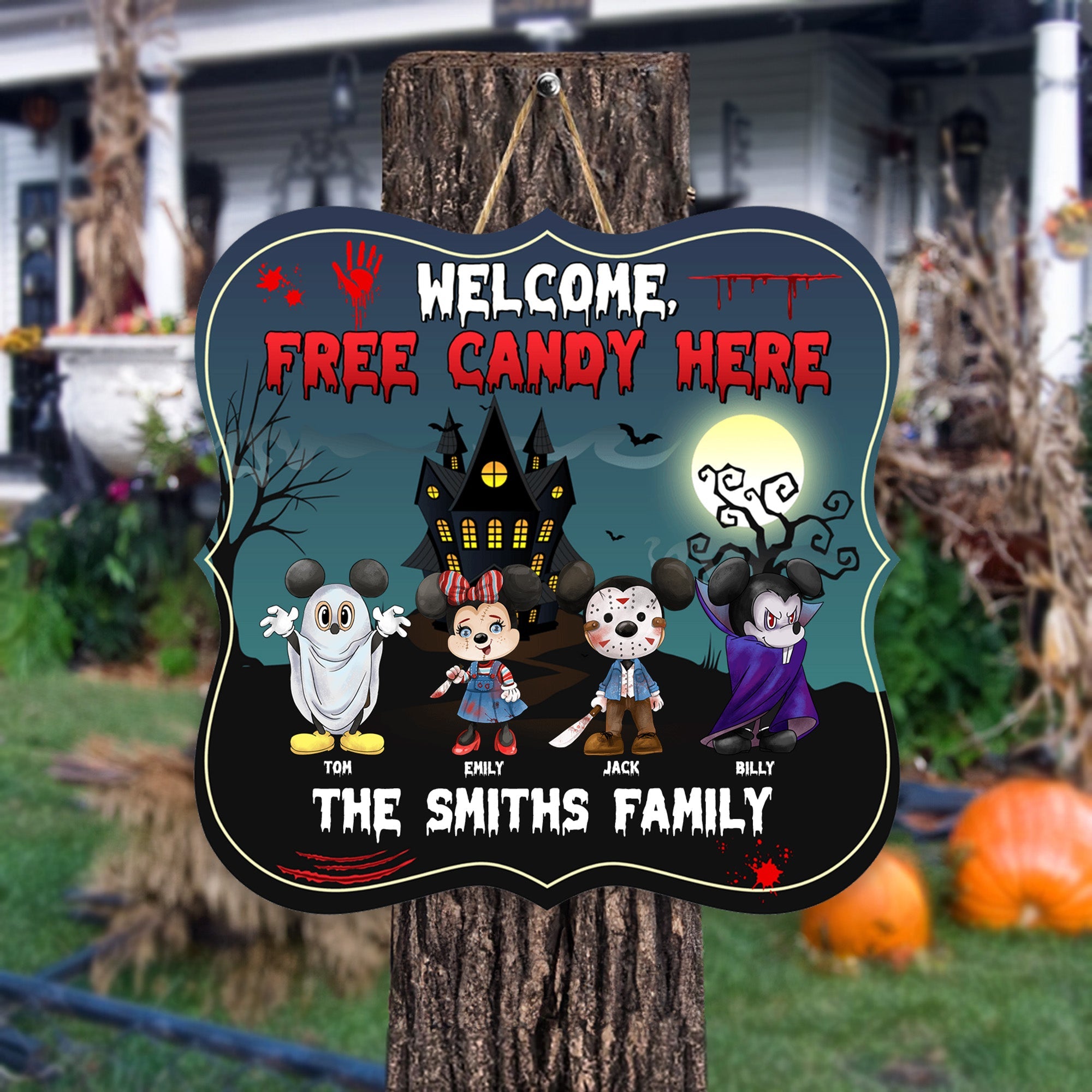 Personalized Halloween Wood Sign Free Candy Here Decor