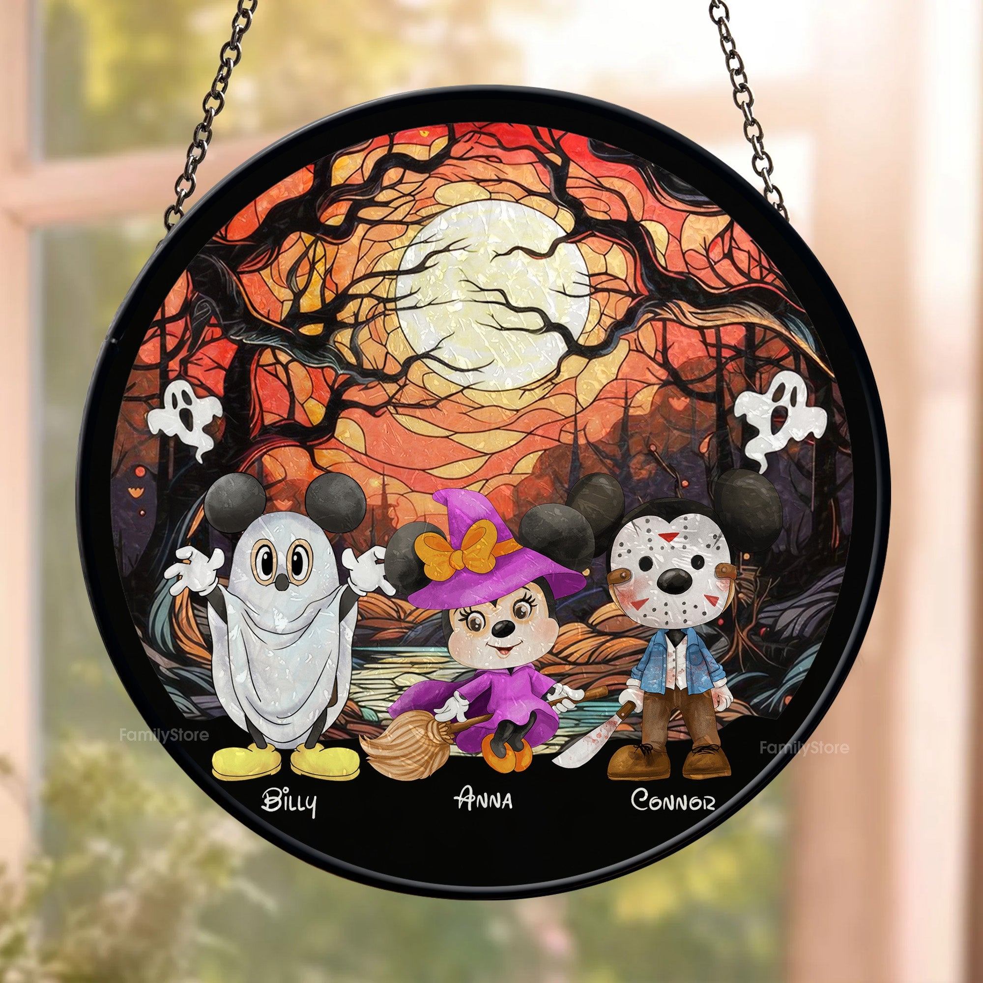 Personalized Halloween Stained Glass Suncatcher Family Gift