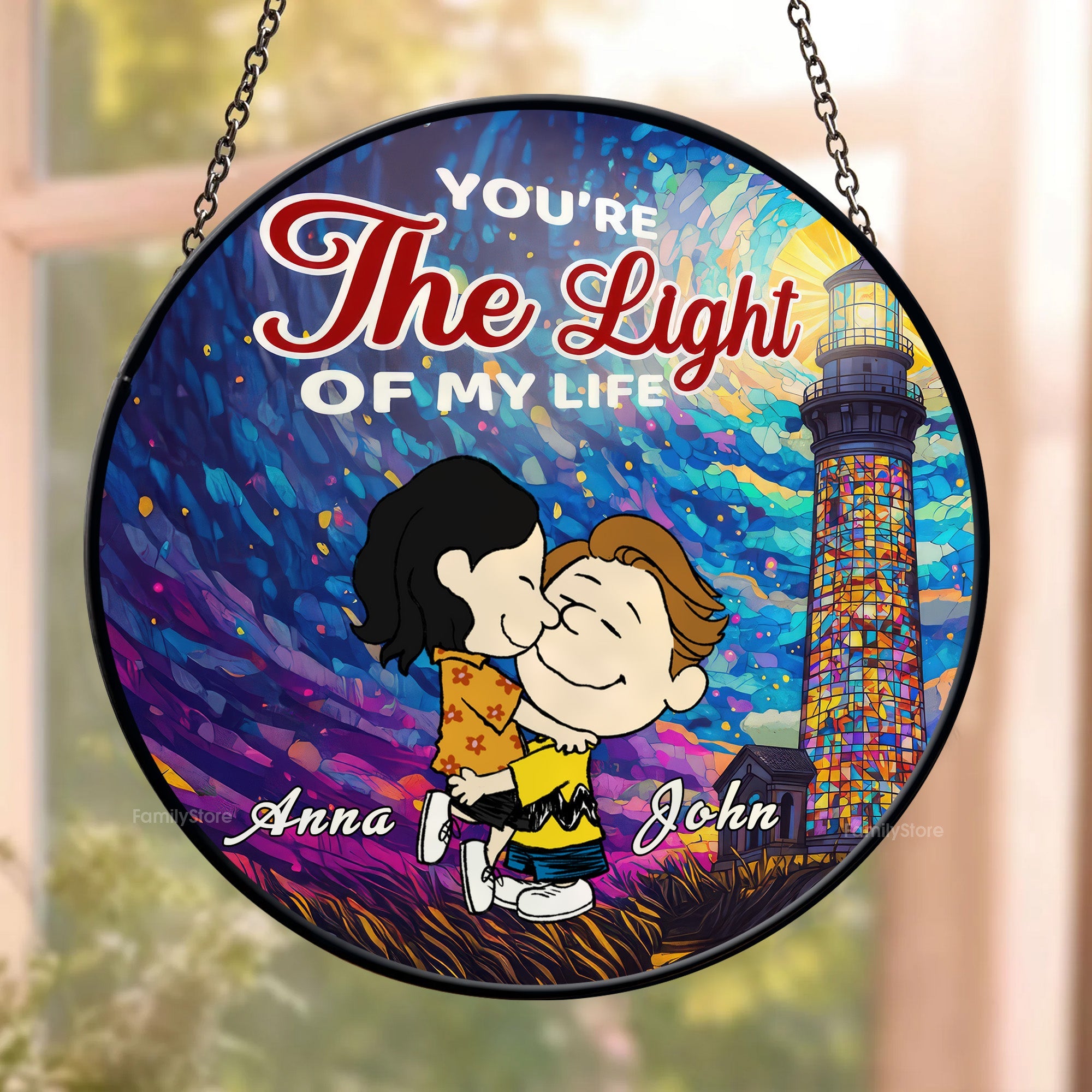 Personalized Stained Glass Suncatcher Gift for Couple | Unique Love Keepsake