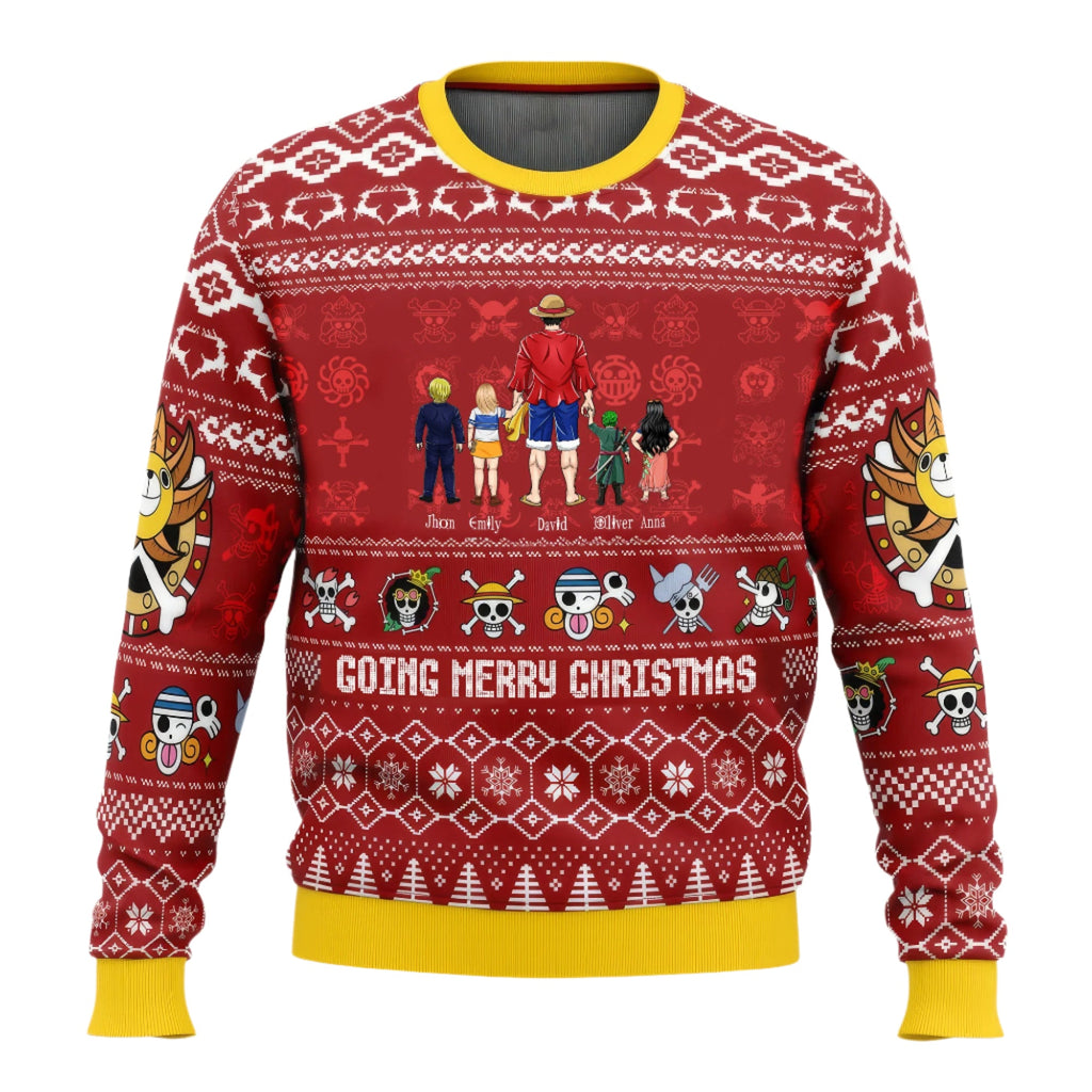 Personalized Ugly Christmas Sweater with Mugiwara Pirates Design for Dad, Grandpa, Husband