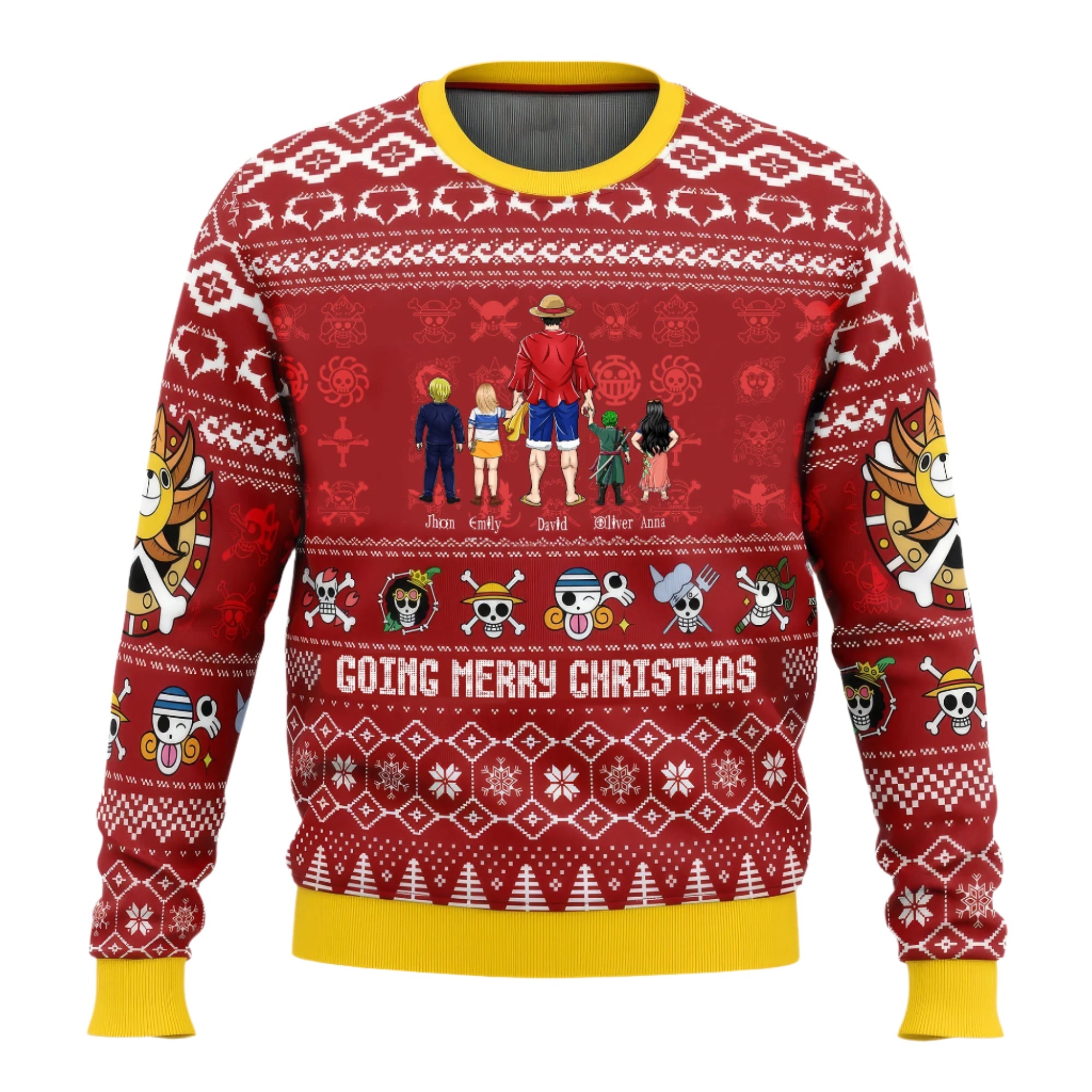 Personalized Ugly Christmas Sweater with Mugiwara Pirates Design for Dad, Grandpa, Husband