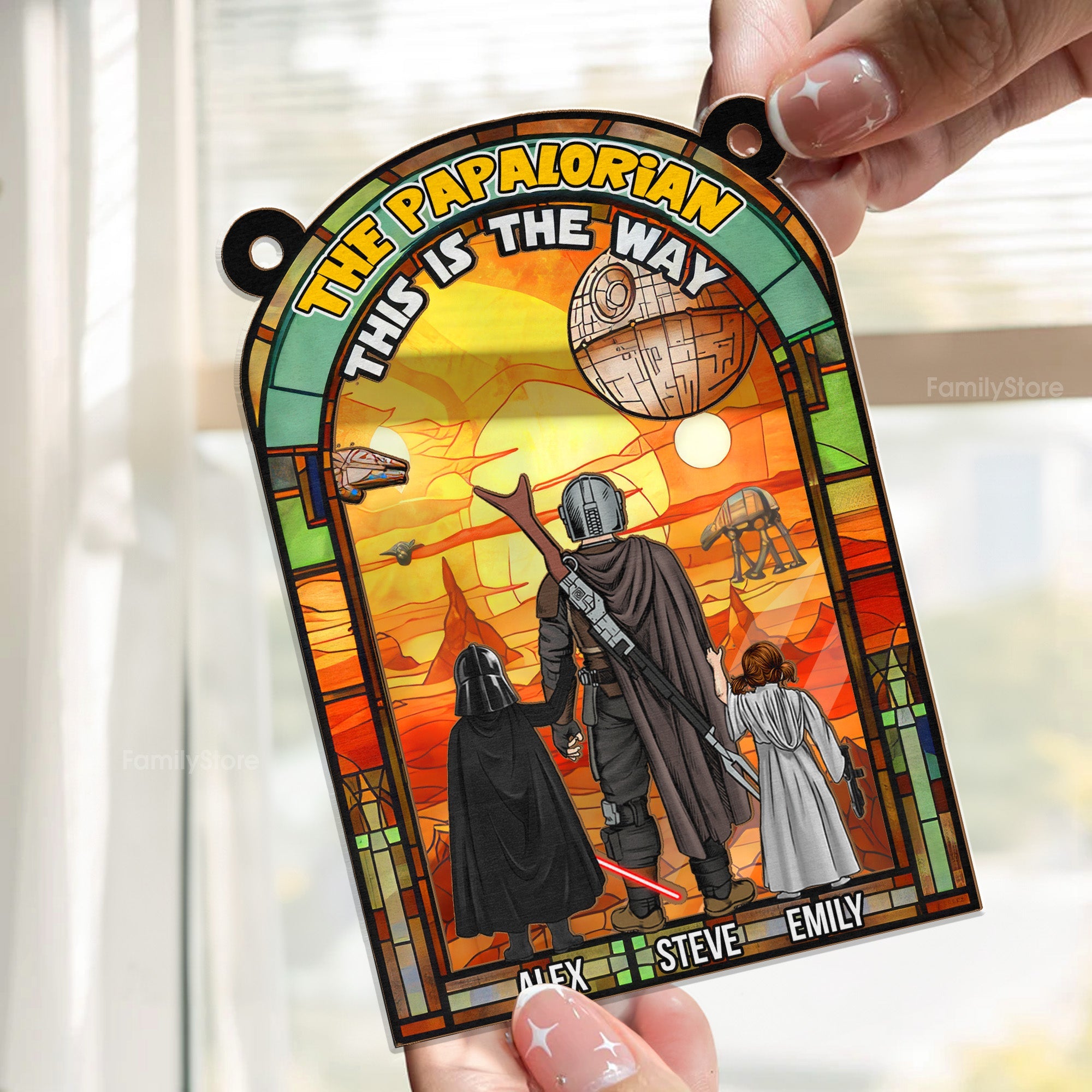 Personalized The Papalorian Window Hanging Suncatcher Gift for Dad or Husband